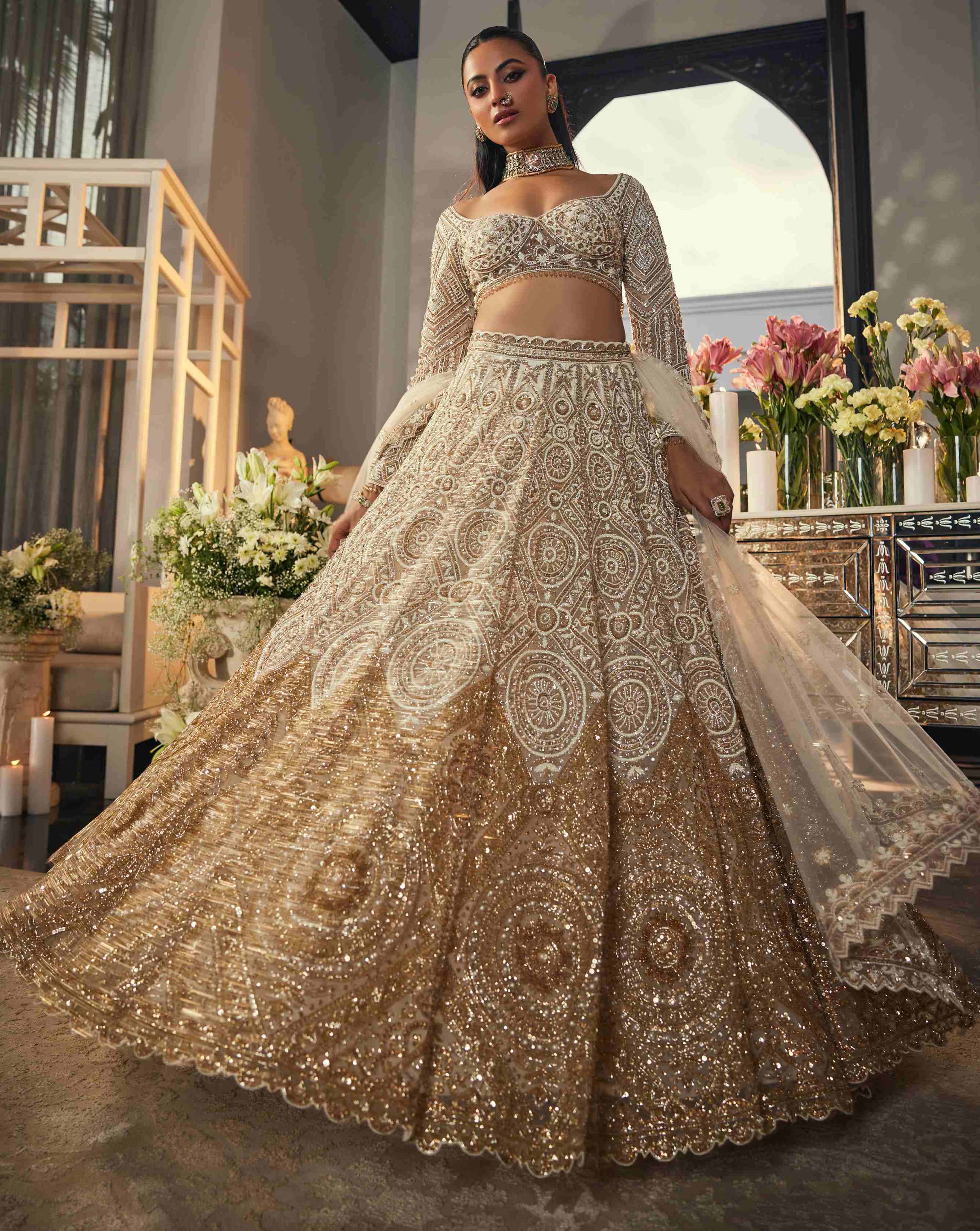 Ivory Gold Lehenga – Panache by Sharmeen - Main Image