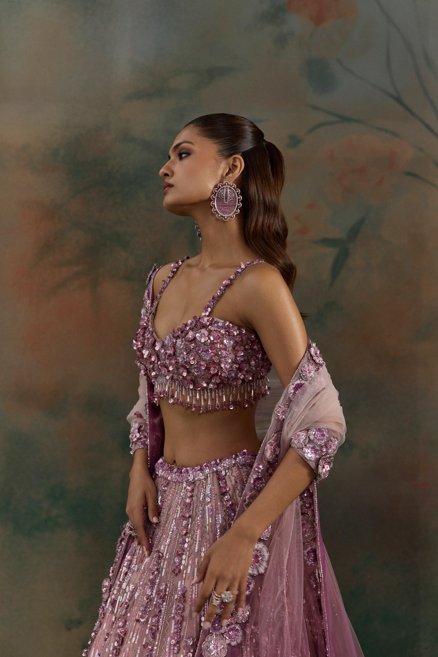 Mauve Pink Ombre Orelia Lehenga Set