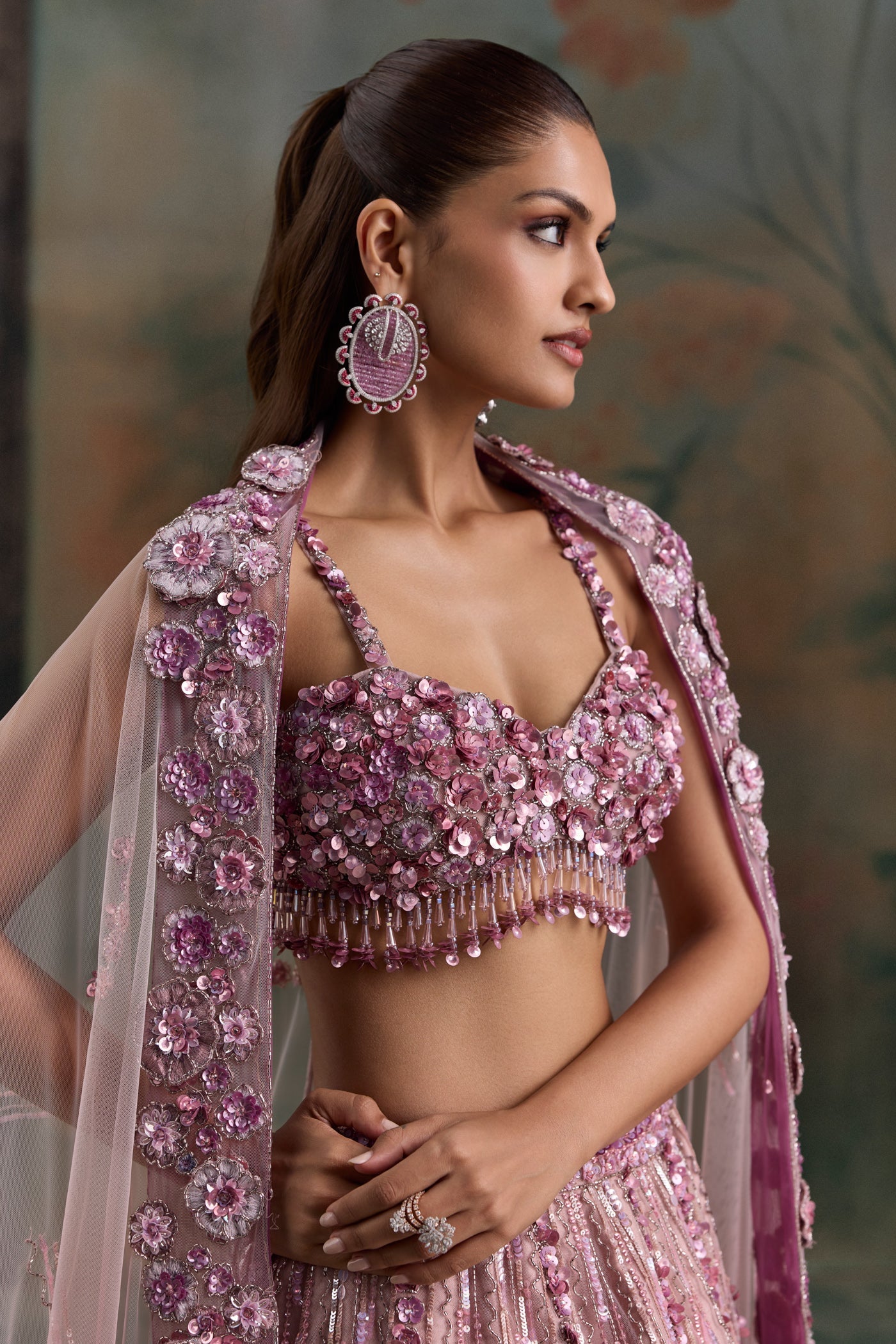 Mauve Pink Ombre Orelia Lehenga Set