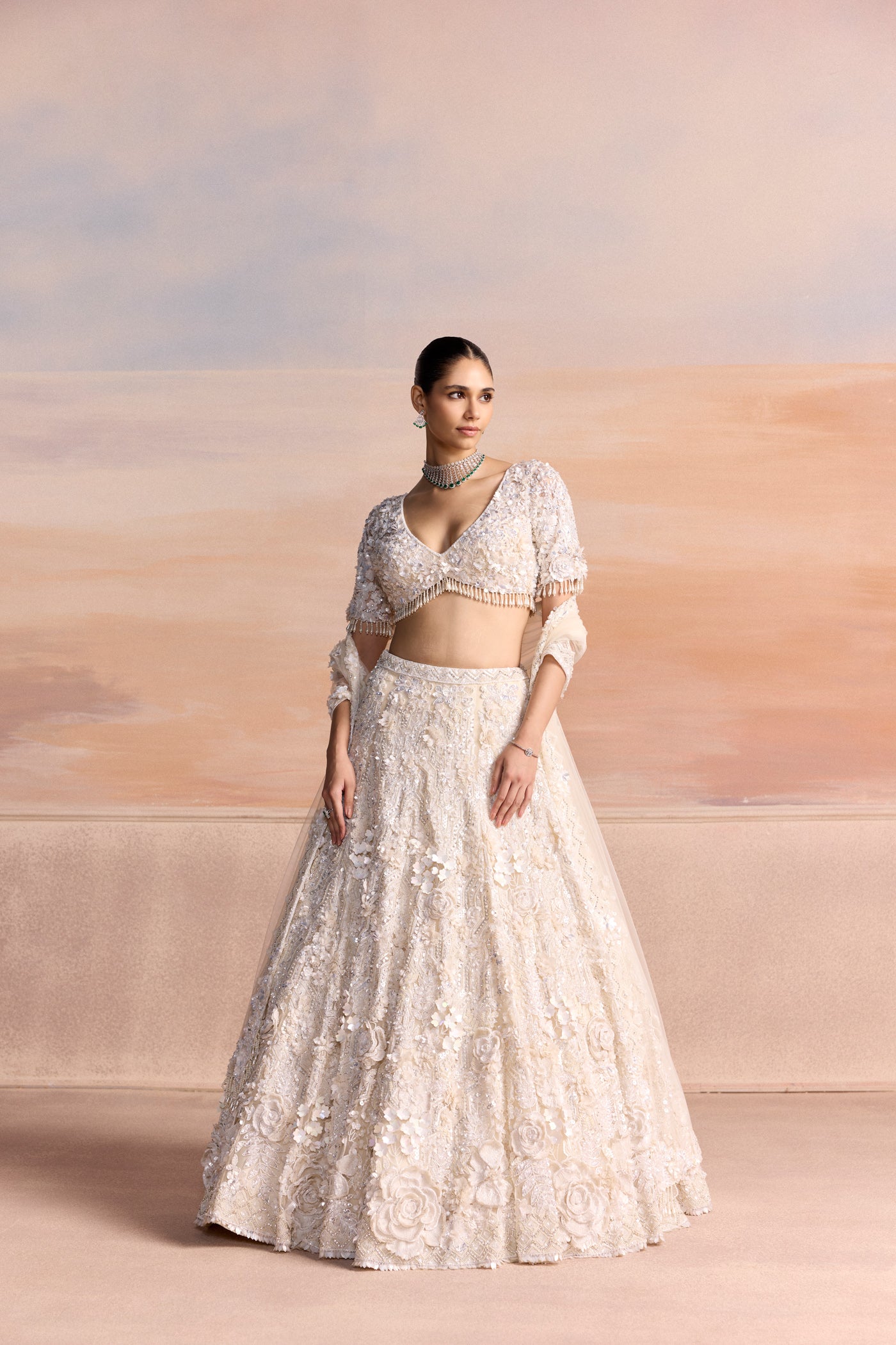 Ivory 3d Ravelle Lehenga Set