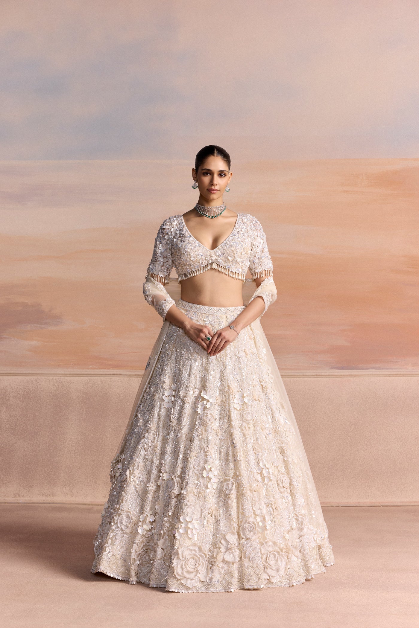 Ivory 3d Ravelle Lehenga Set