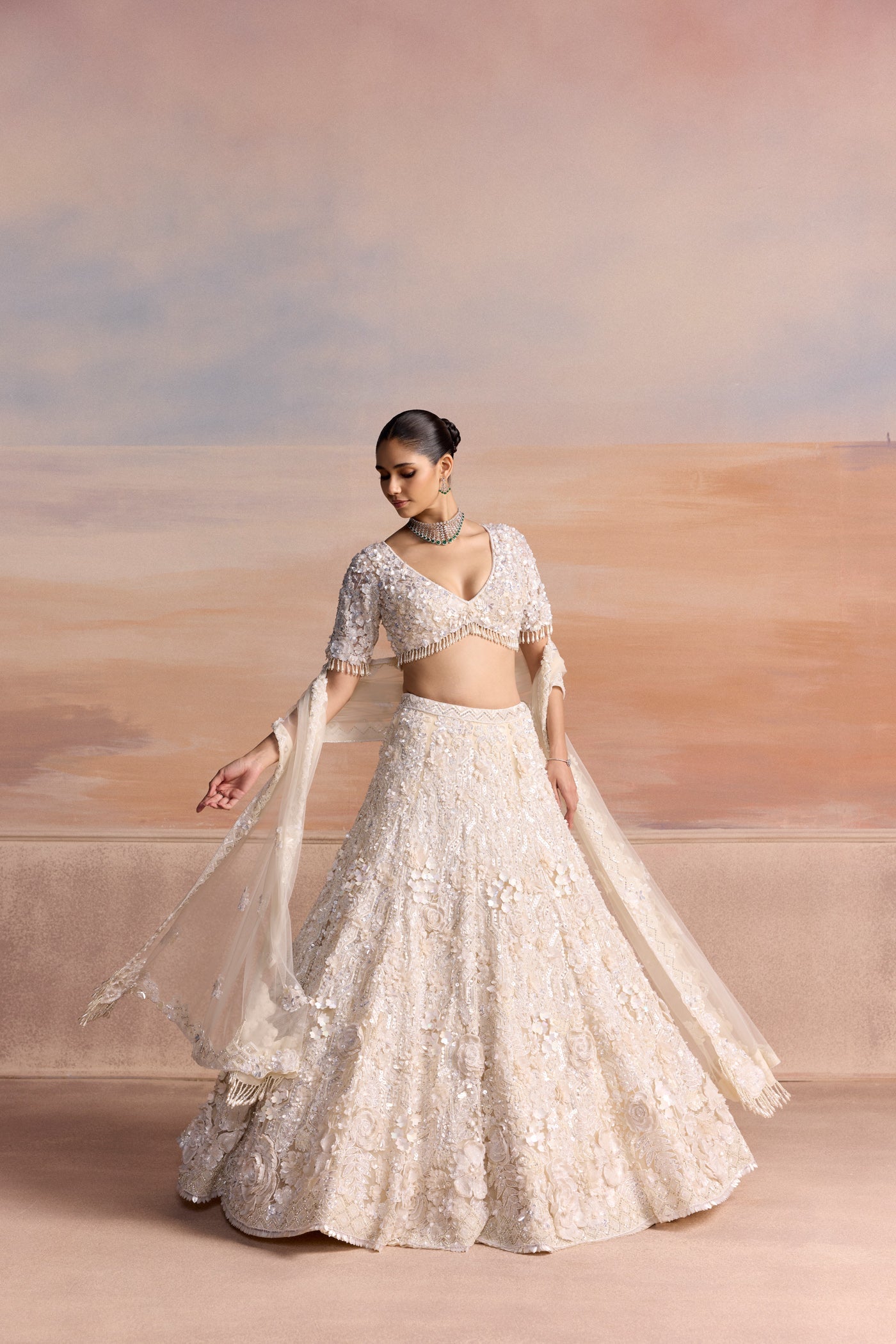Ivory 3d Ravelle Lehenga Set
