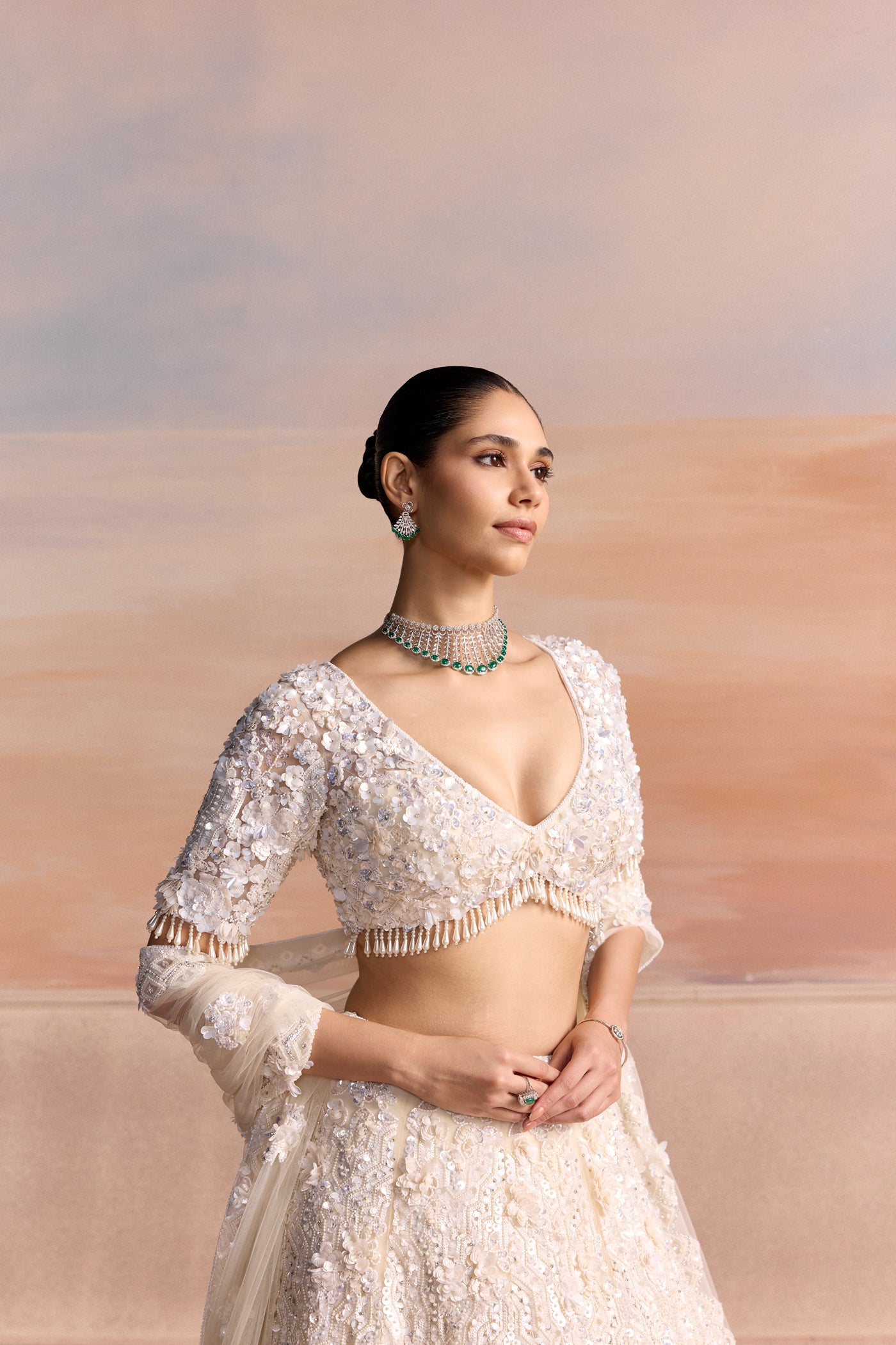 Ivory 3d Ravelle Lehenga Set