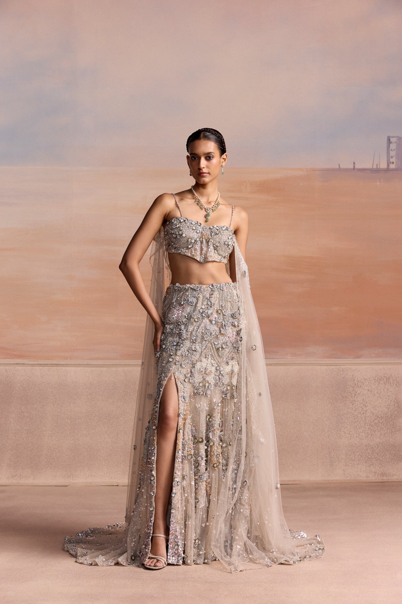 Silver Slit Elion Lehenga Set