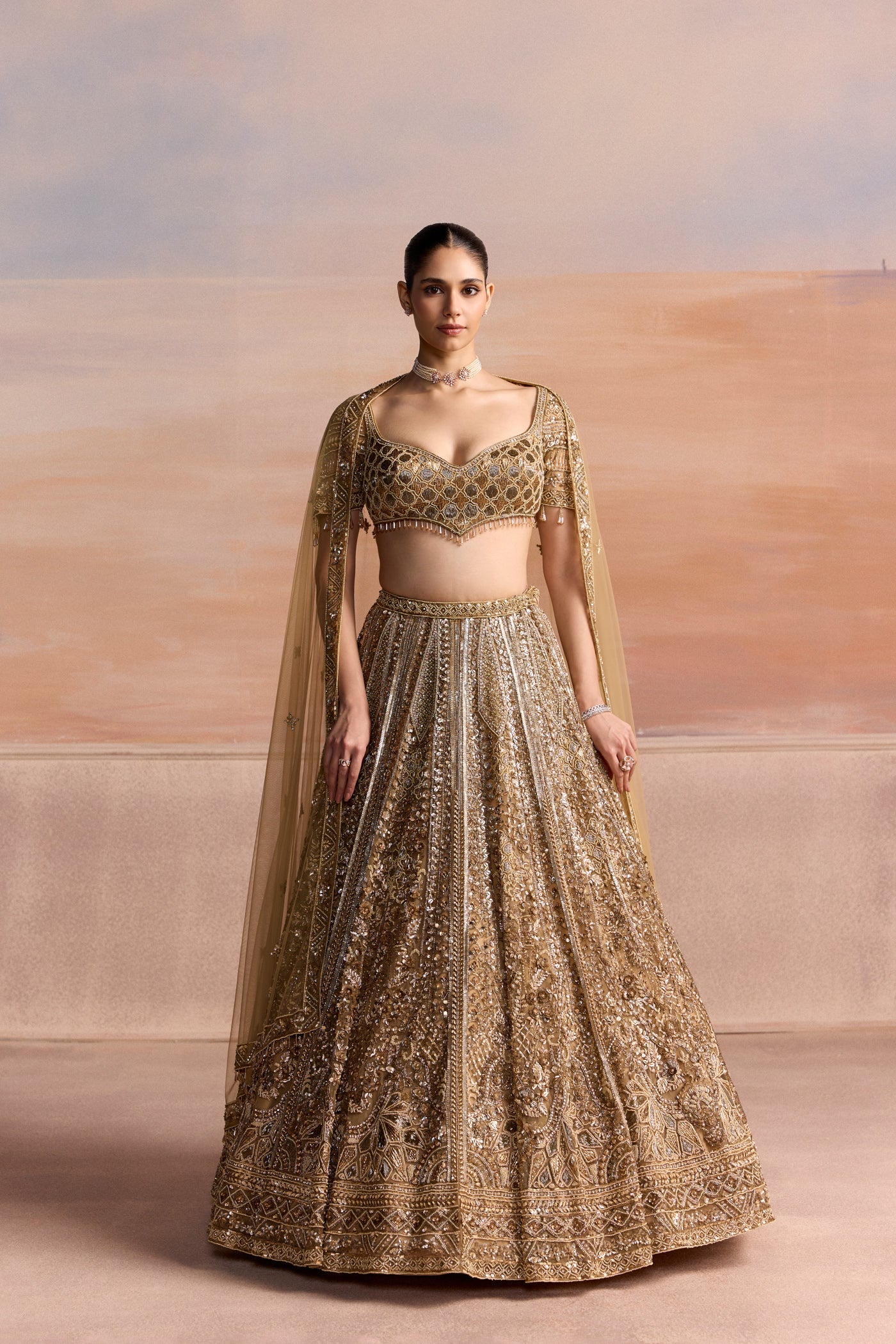 Gold Verian Lehenga Set
