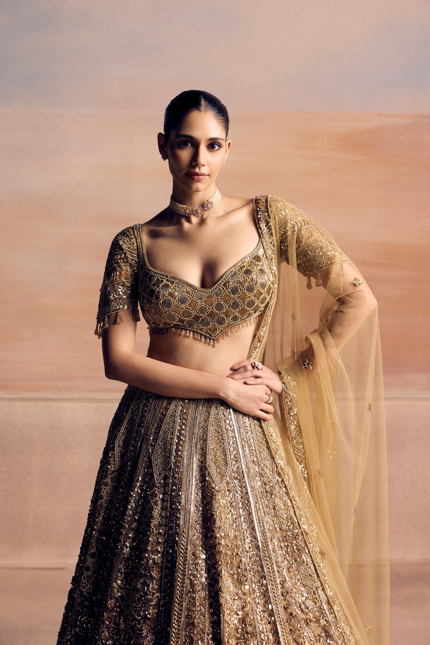 Gold Verian Lehenga Set