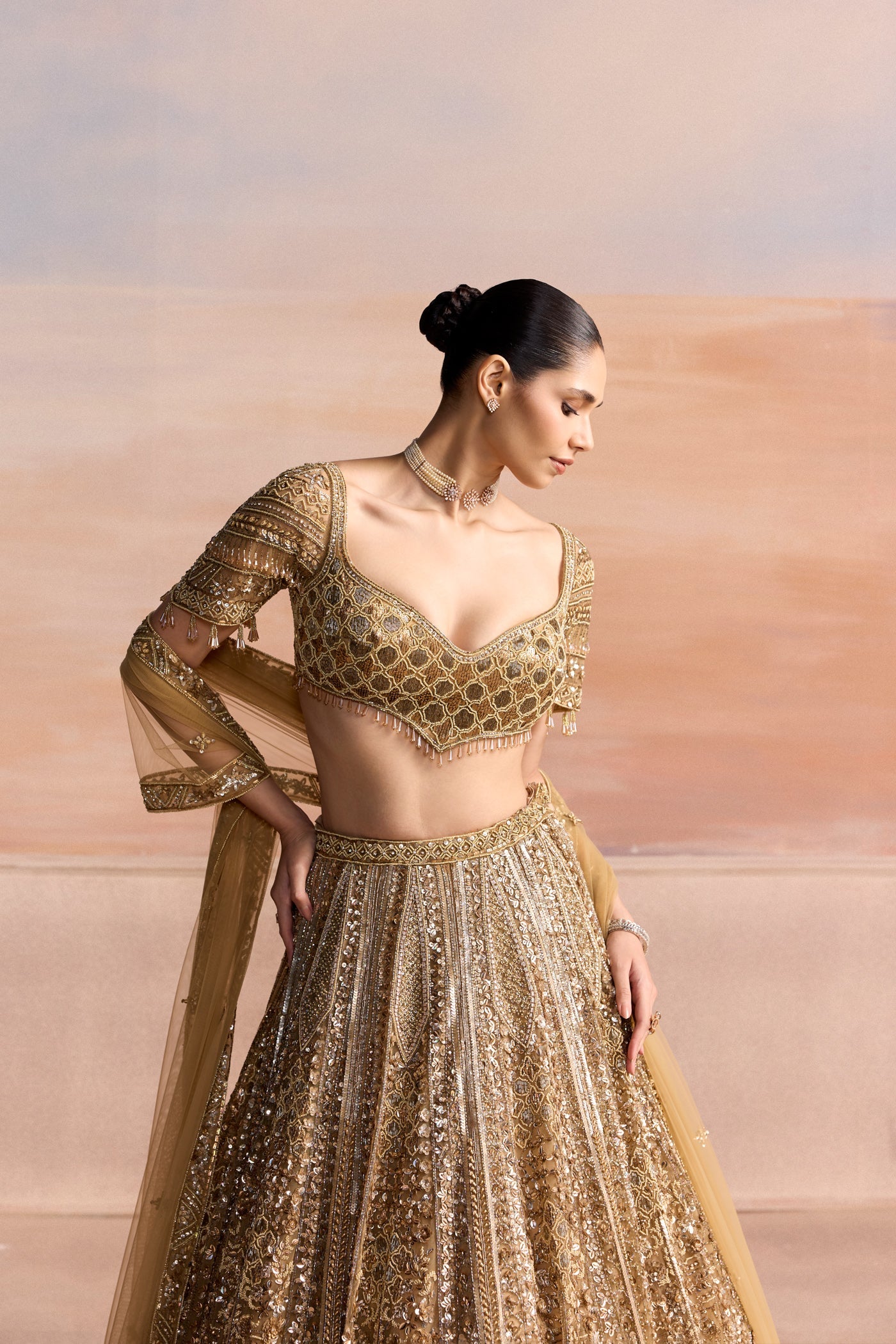 Gold Verian Lehenga Set