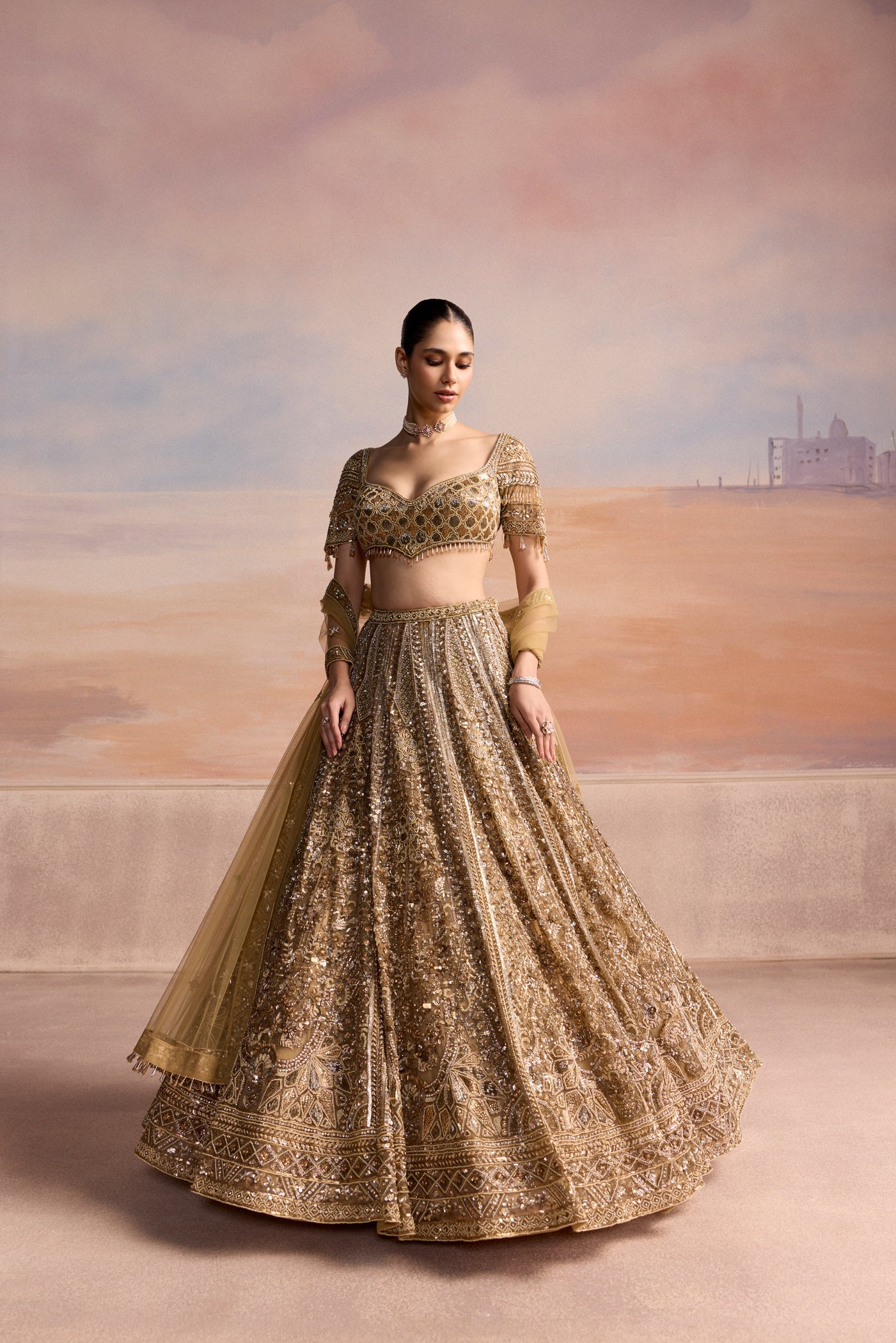 Gold Verian Lehenga Set