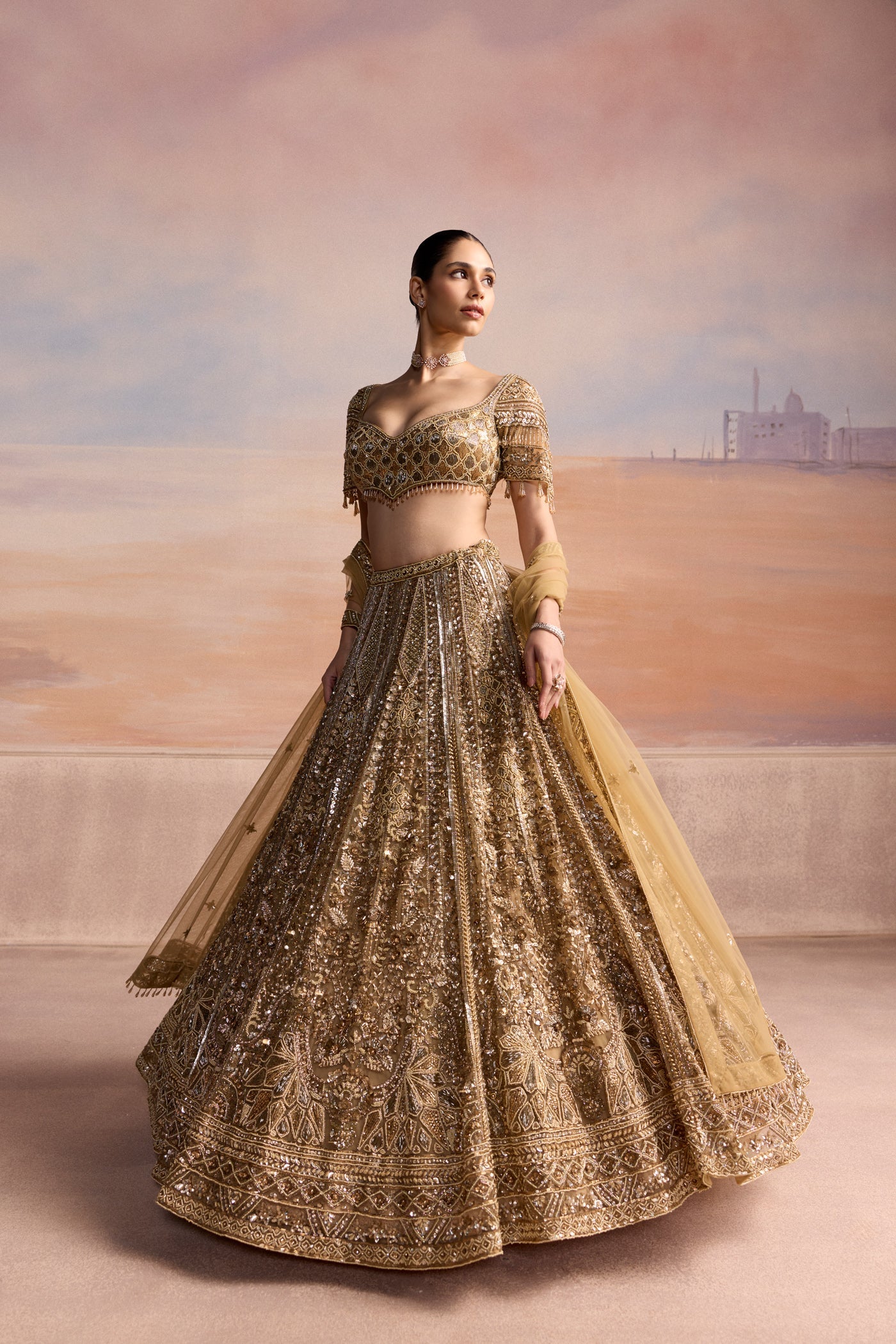 Gold Verian Lehenga Set
