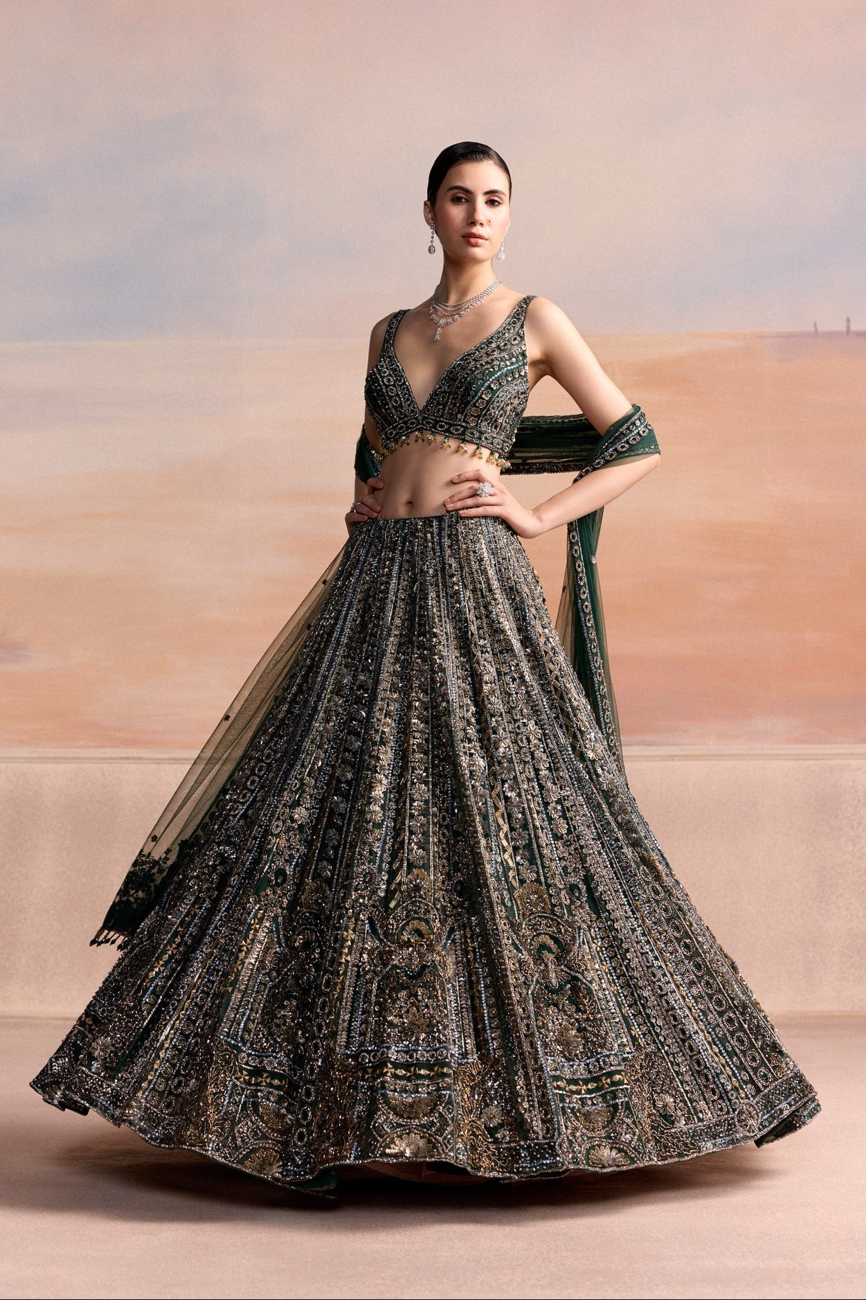 Emerald Green Eliora Lehenga Set