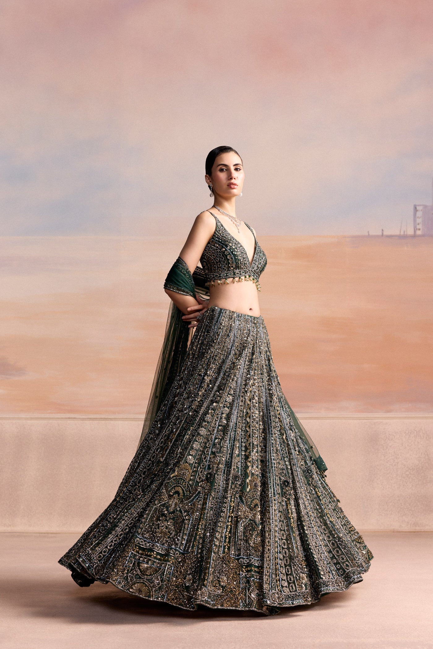 Emerald Green Eliora Lehenga Set
