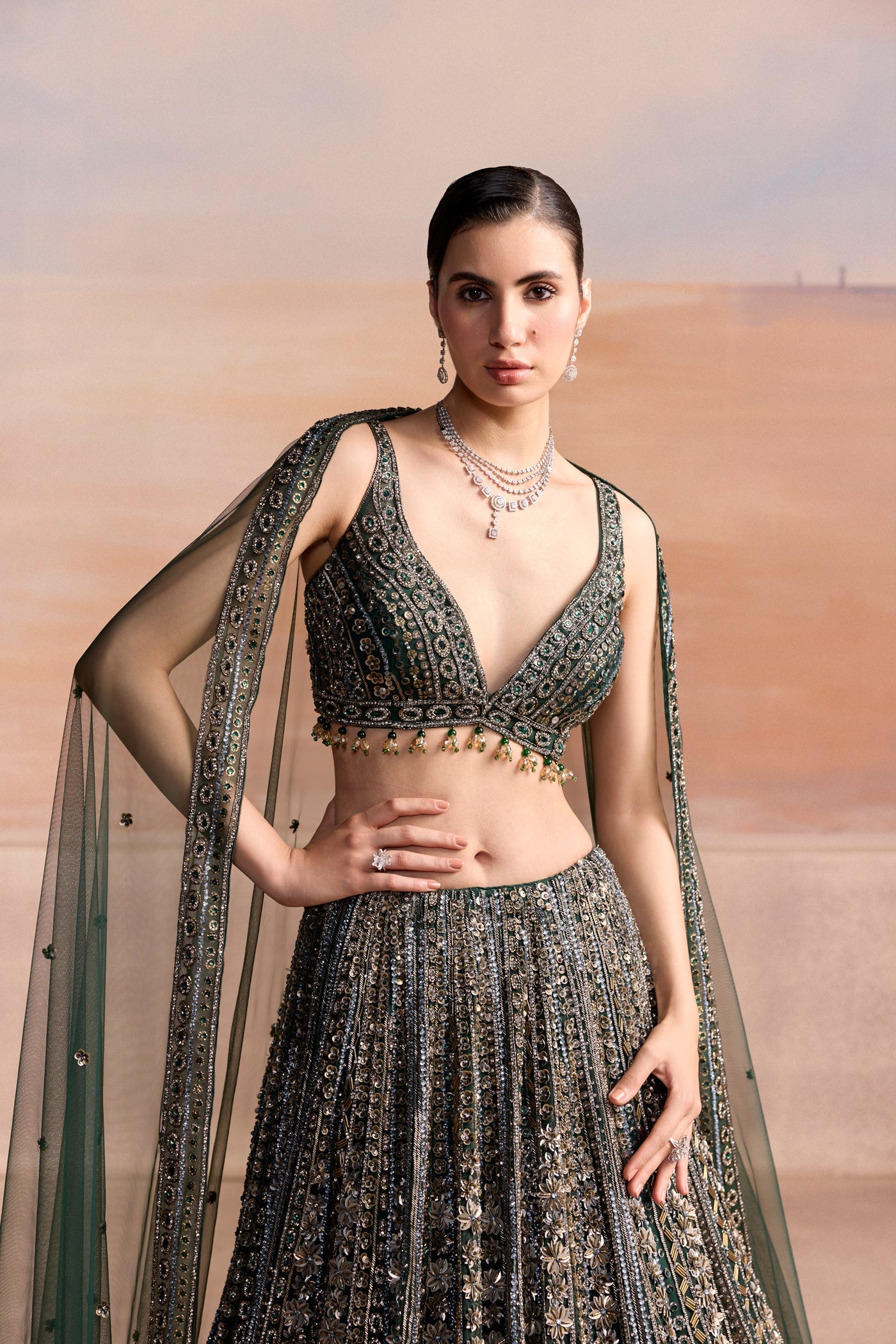 Emerald Green Eliora Lehenga Set