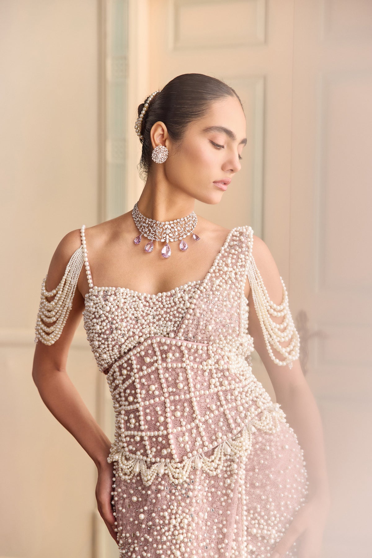 Lilac Moon- Pearl Corset Saree