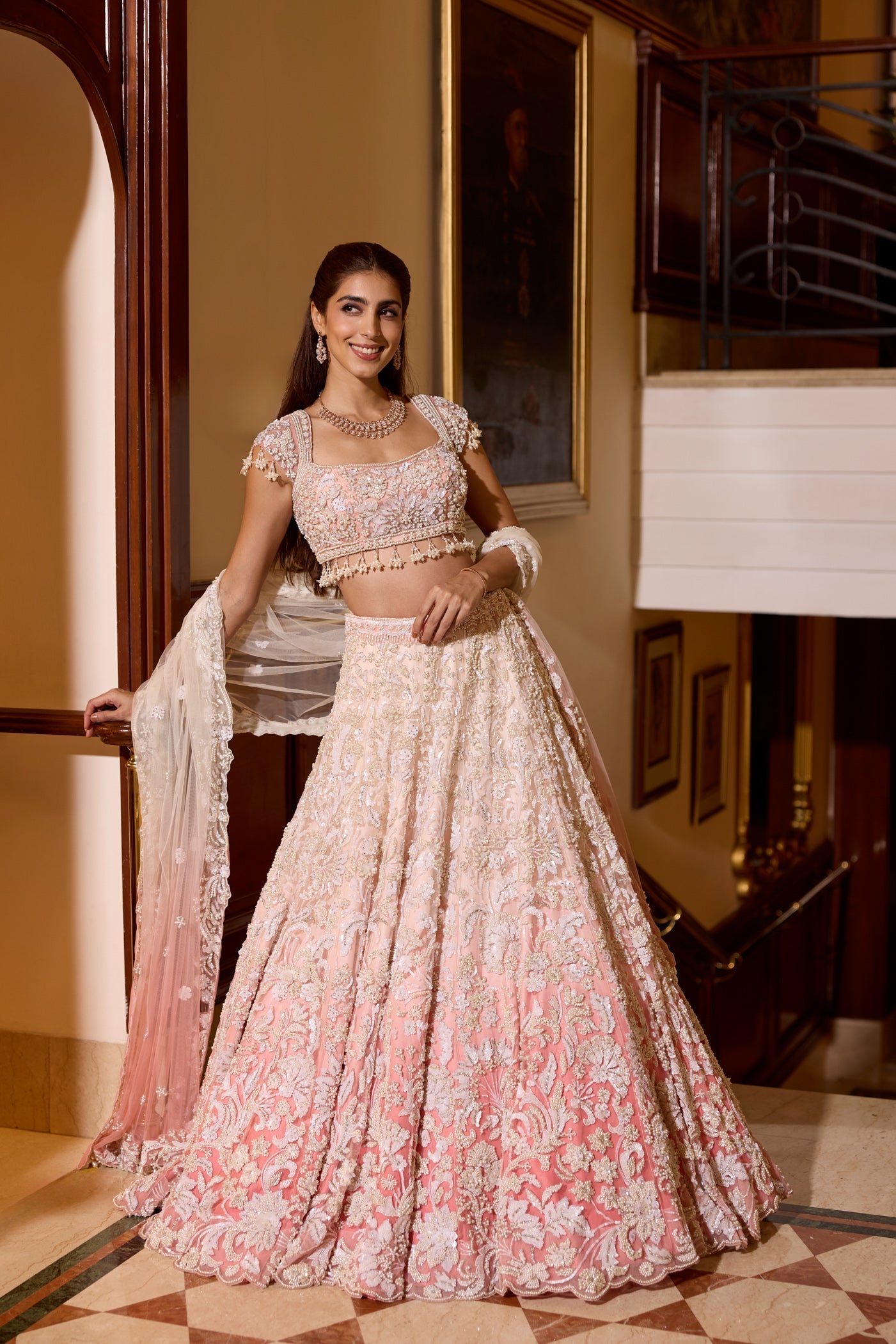Pink Peach Ombre Rosalie Lehenga Set