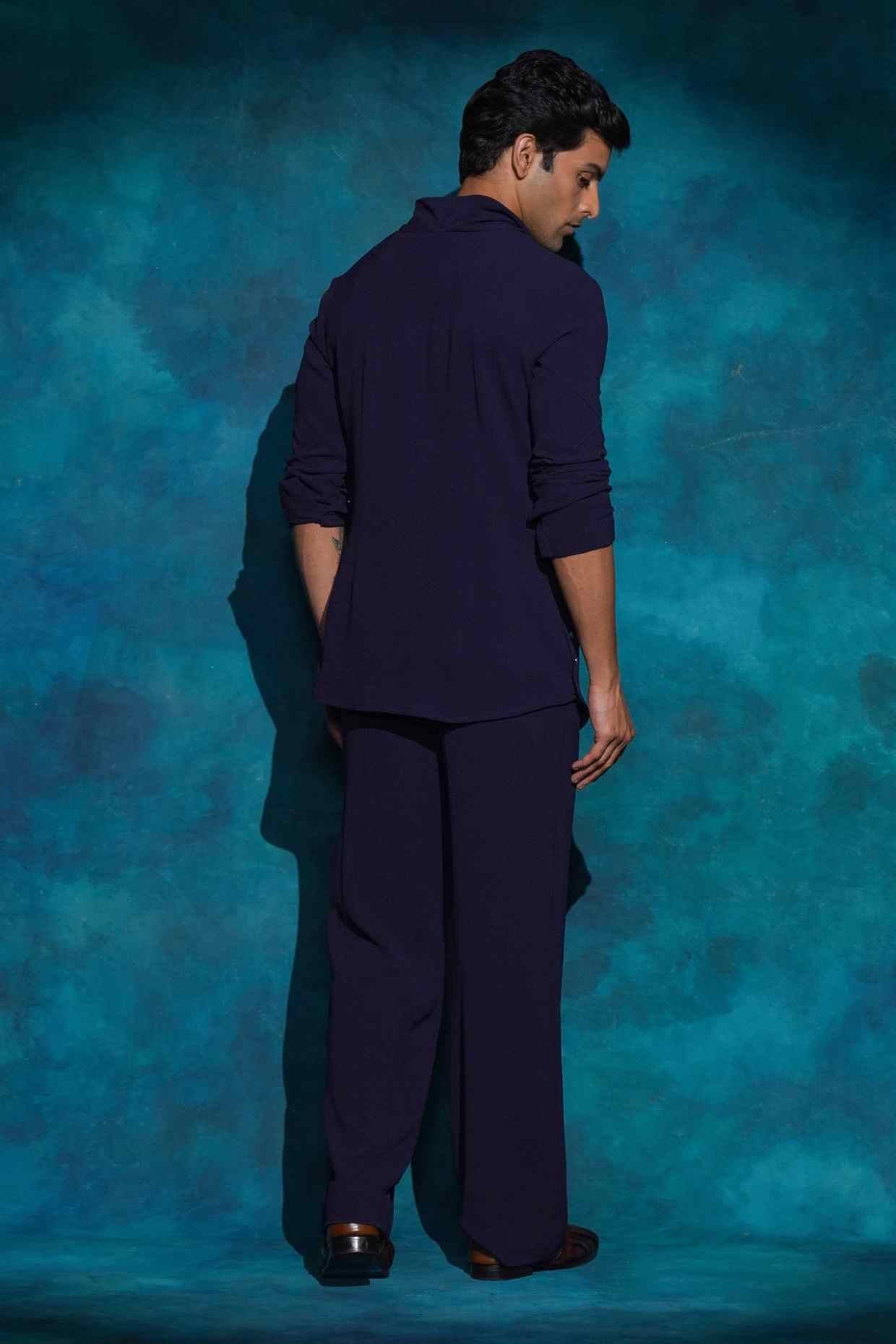Midnight Blue Cowl Kurta Set