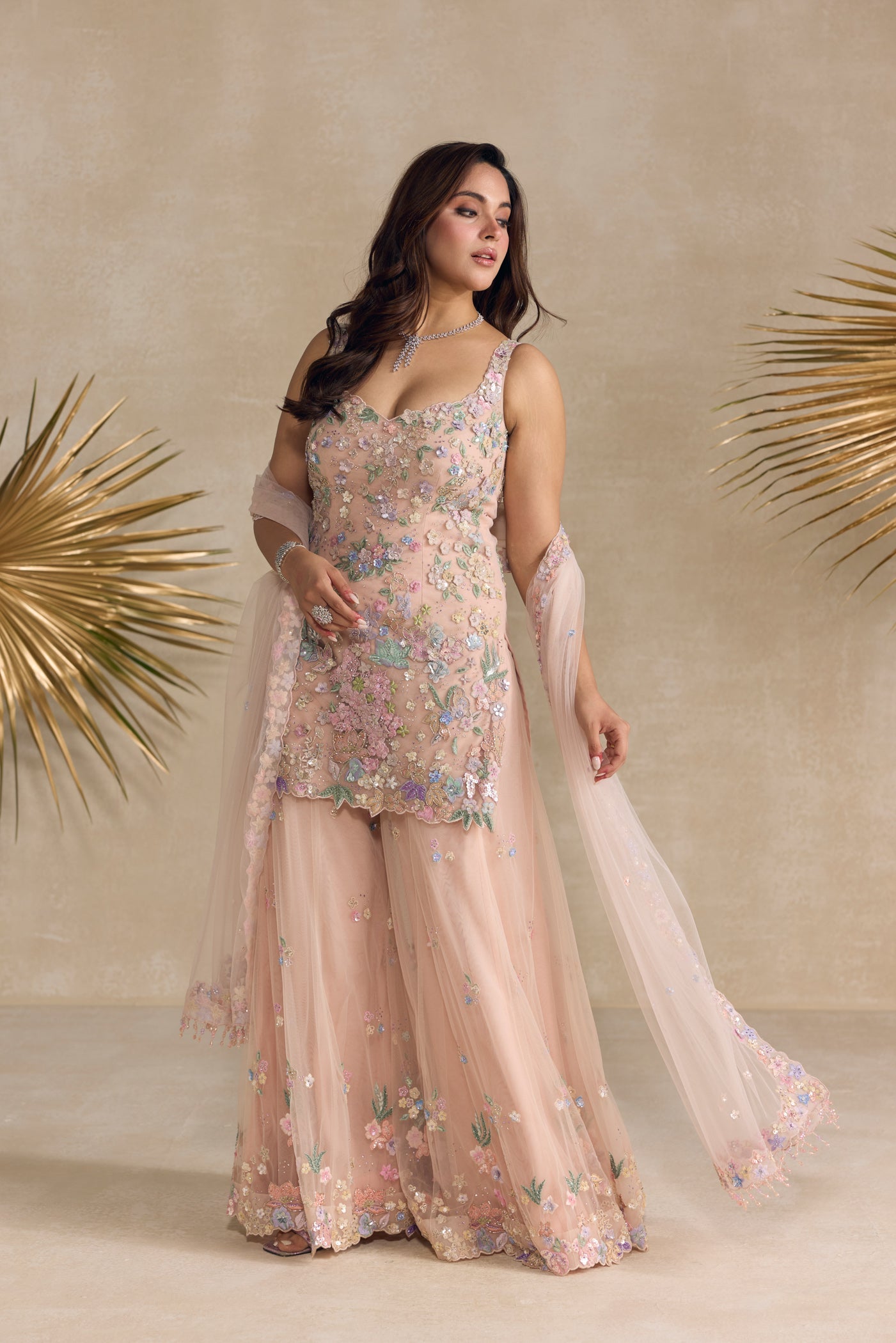 Pink Multicolour Sharara Set