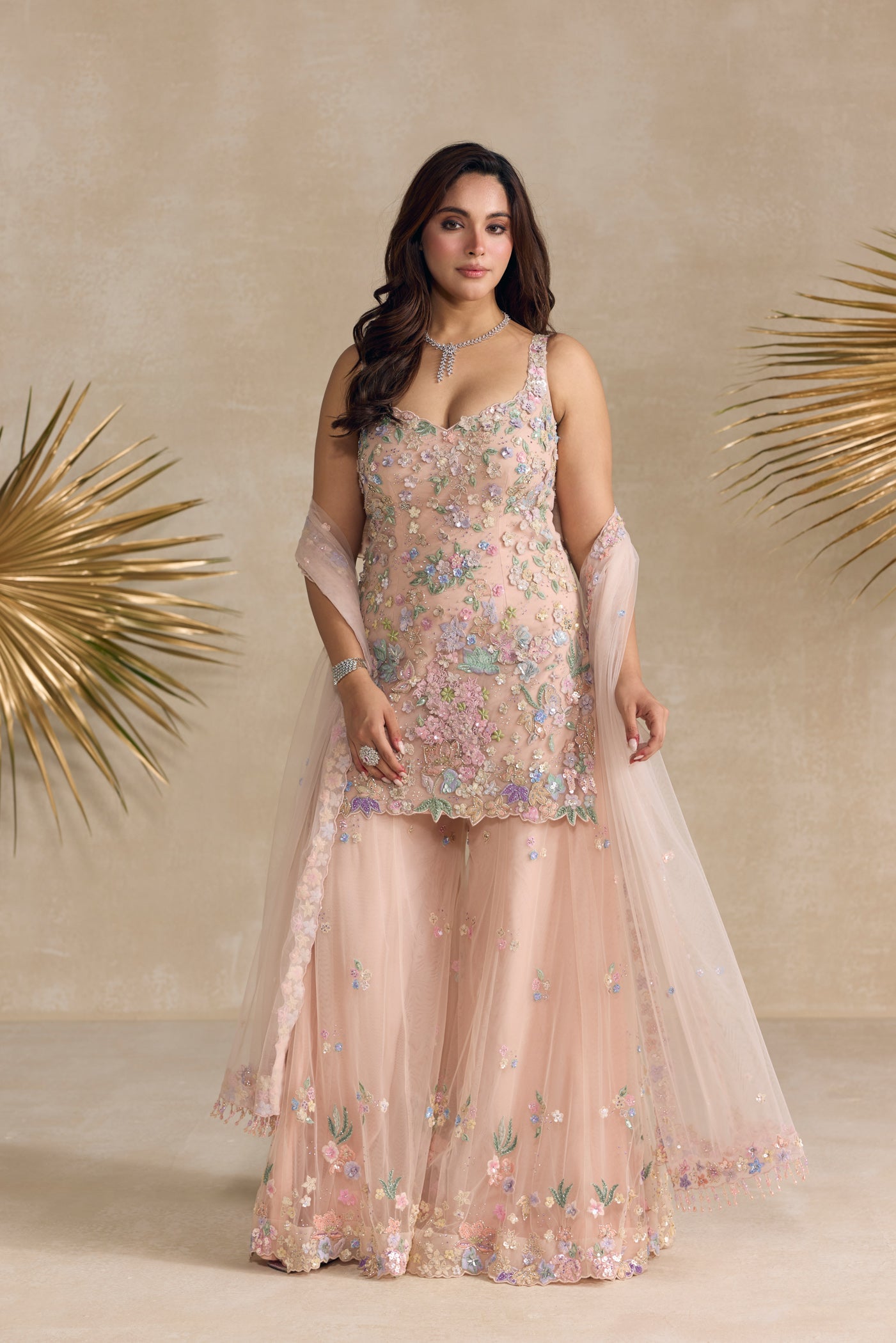Pink Multicolour Sharara Set