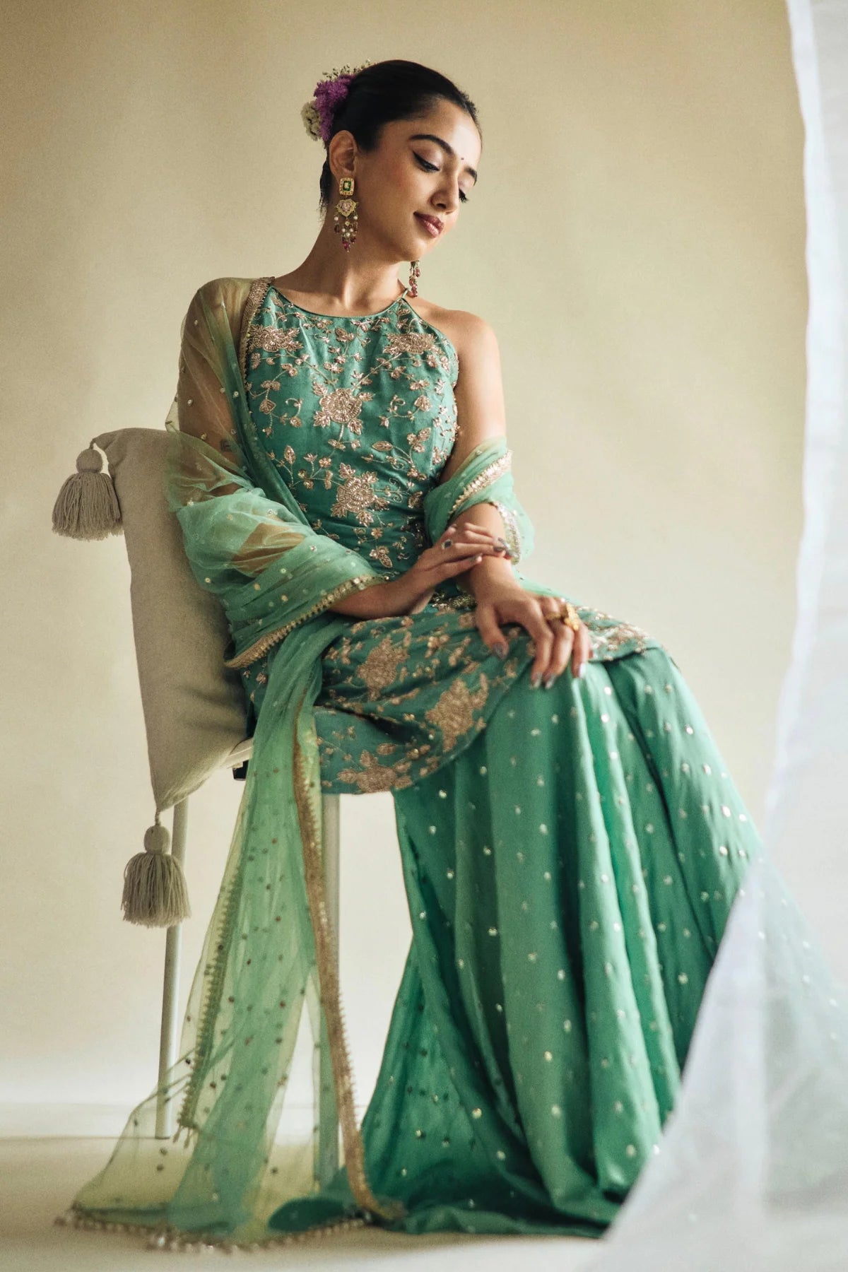 Green Mehek Pallazo