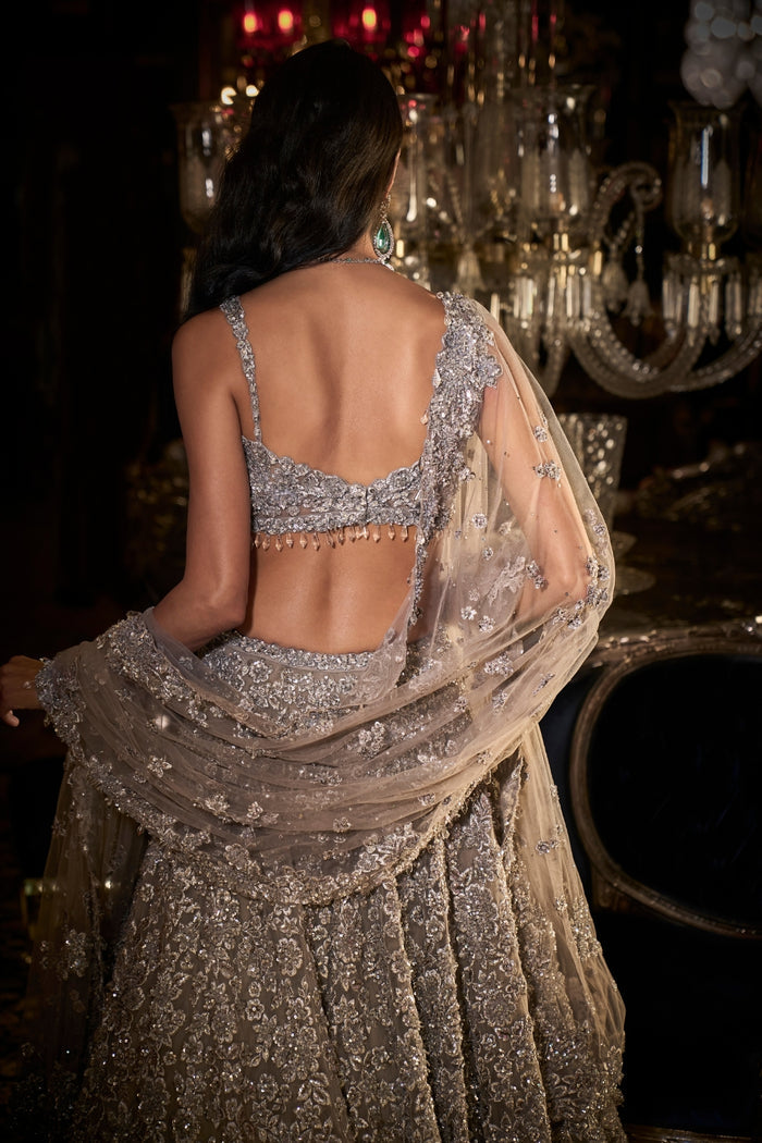 Steel Grey Sequin Lehenga Set