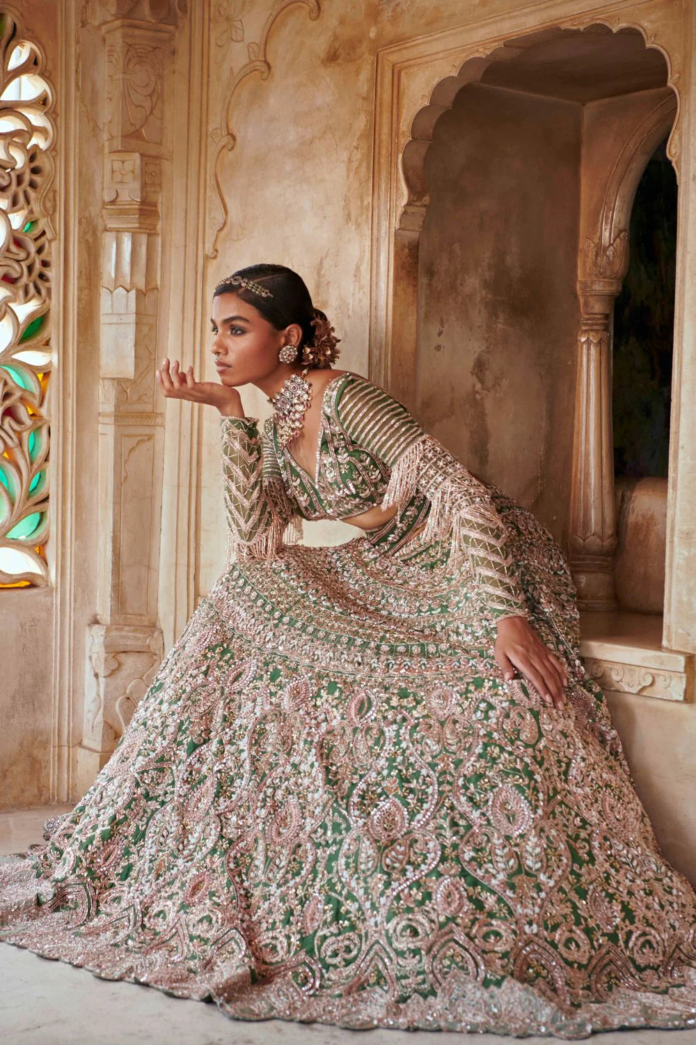 Emerald Green Bridal Lehenga