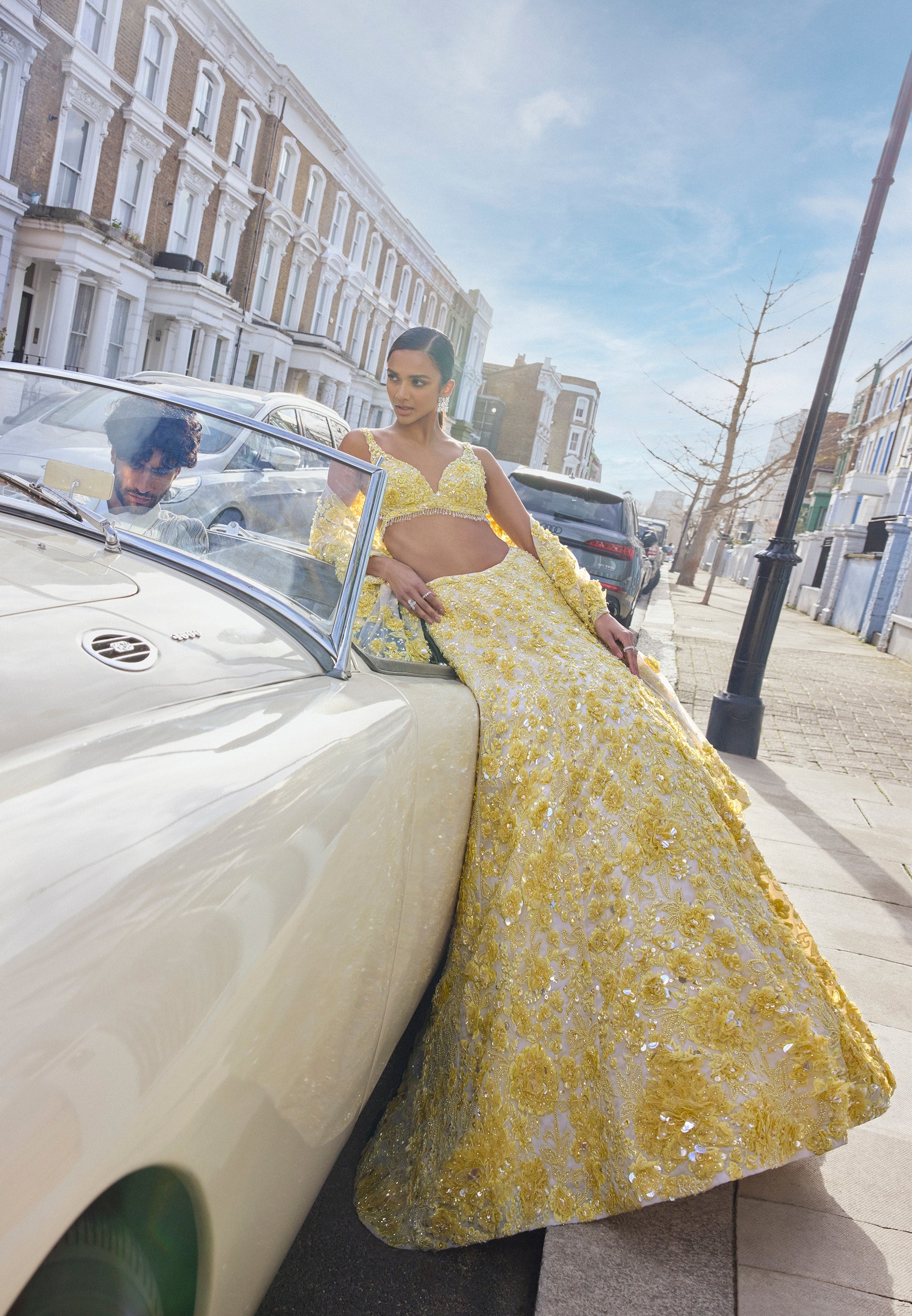 Yellow Floral Lehenga Set