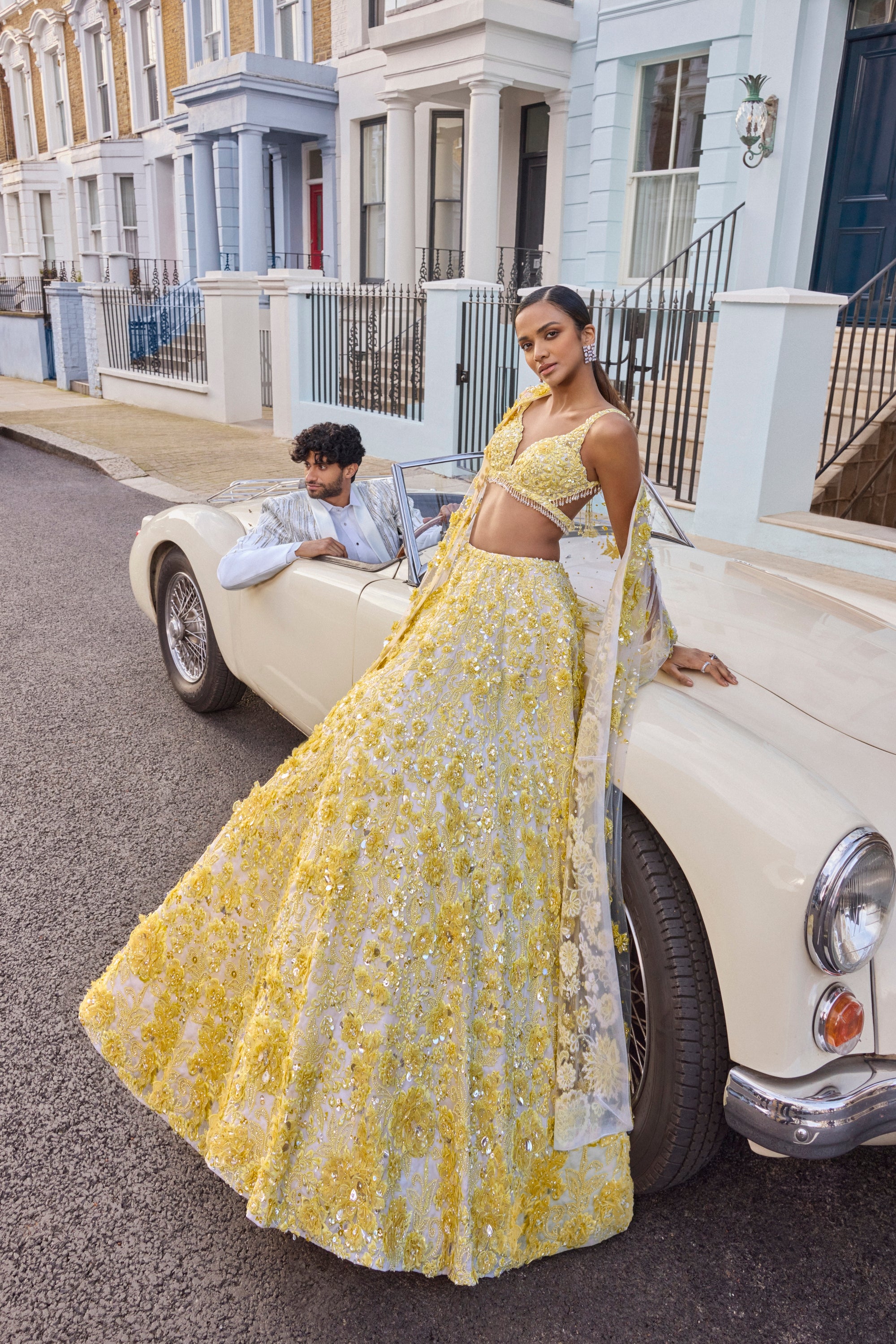 Yellow Floral Lehenga Set