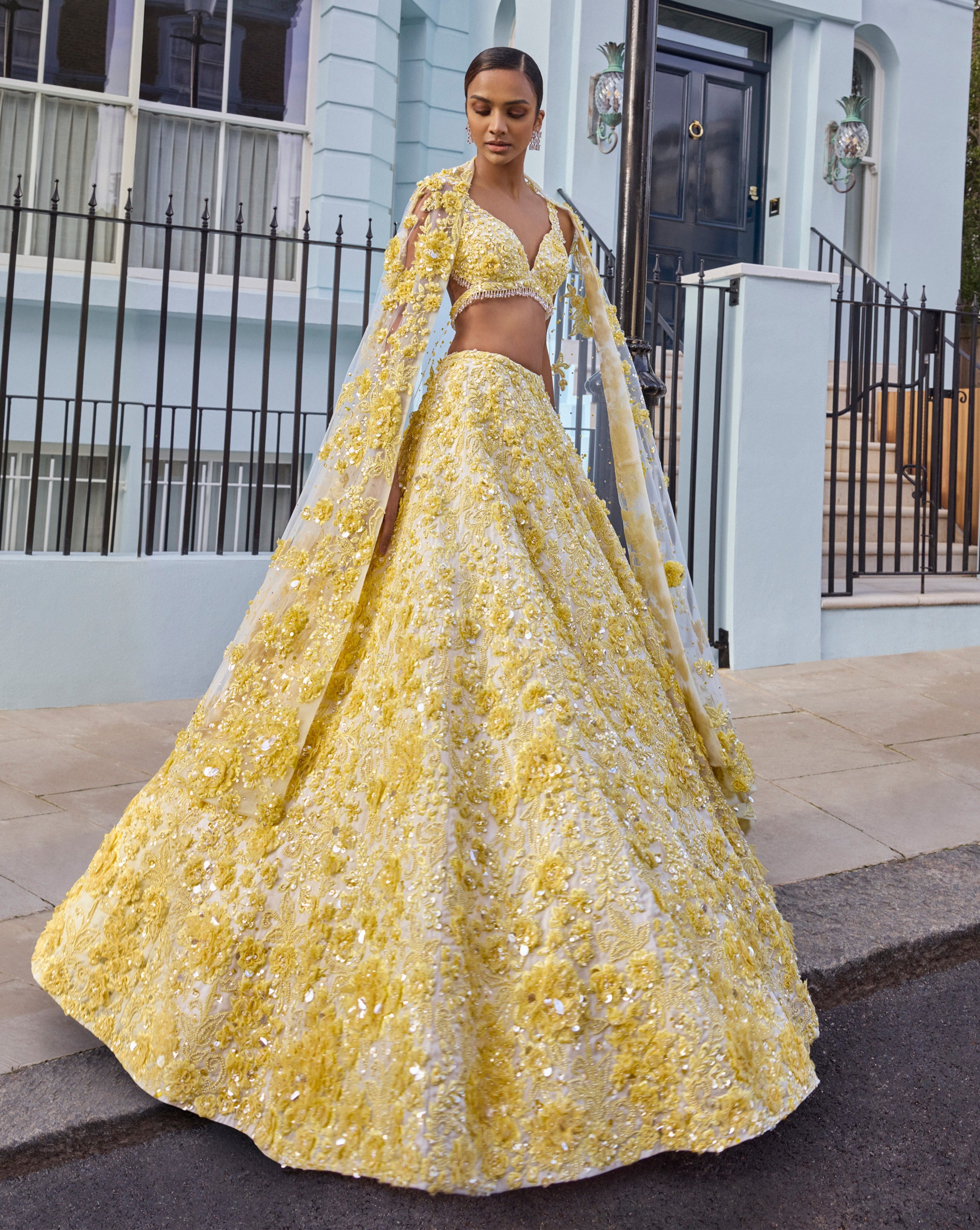 Yellow Floral Lehenga Set