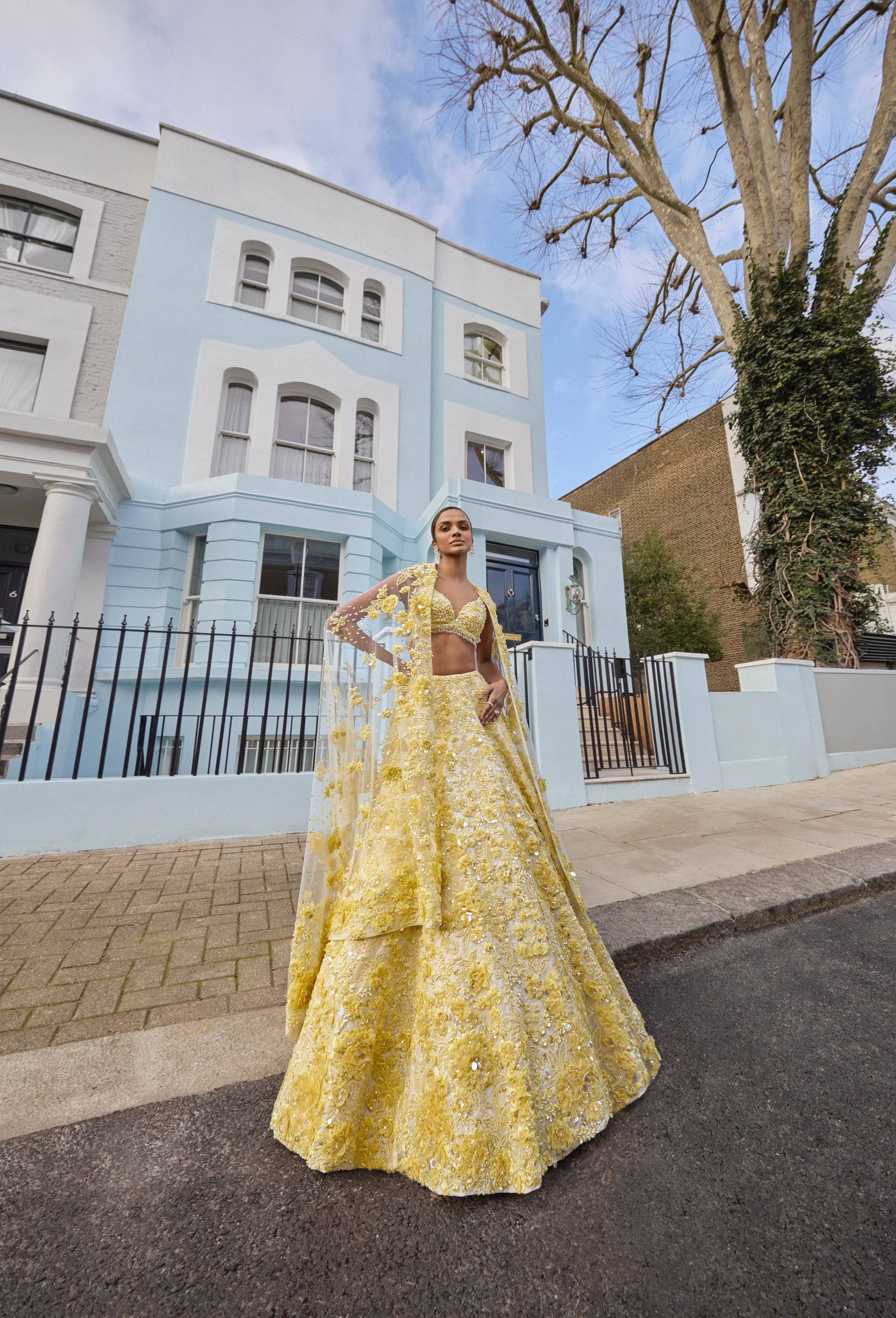 Yellow Floral Lehenga Set