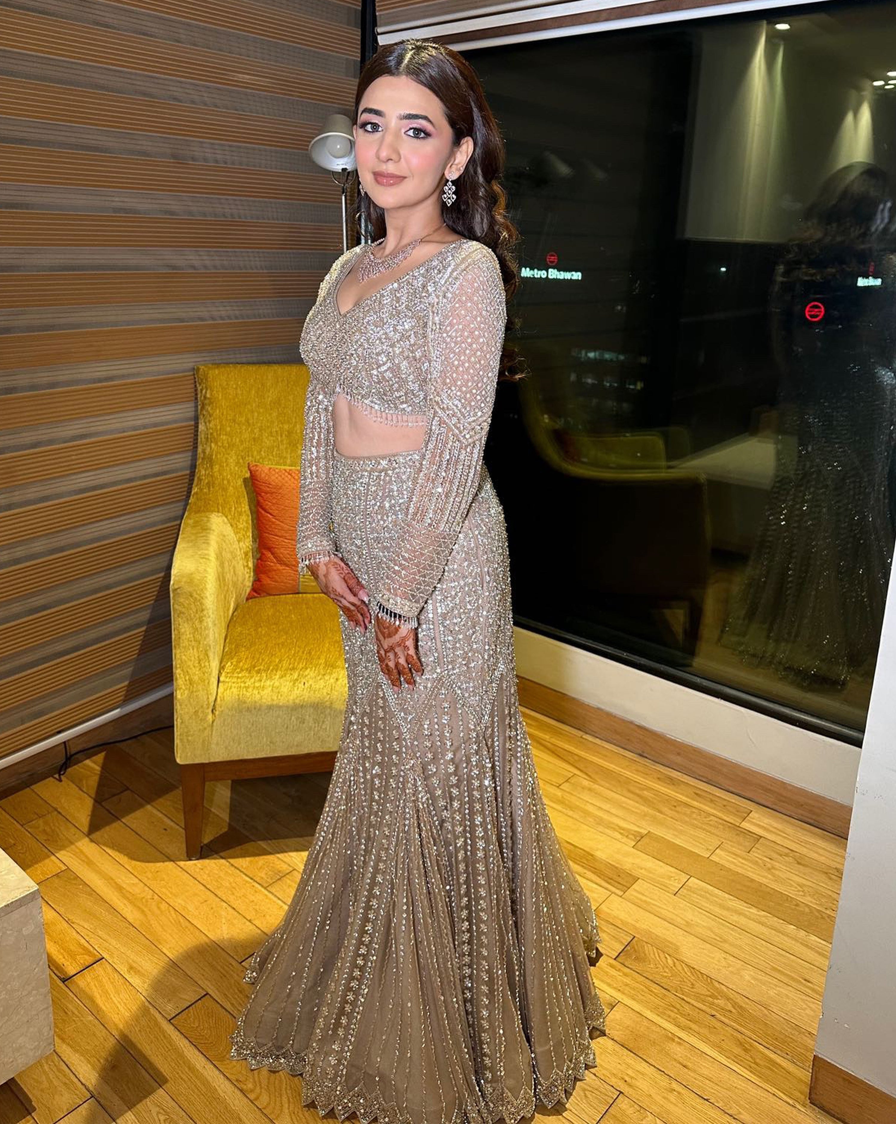 Nude Gold Fishcut Lehenga Panache by Sharmeen Nude Gold Fishcut Lehenga Panache by Sharmeen