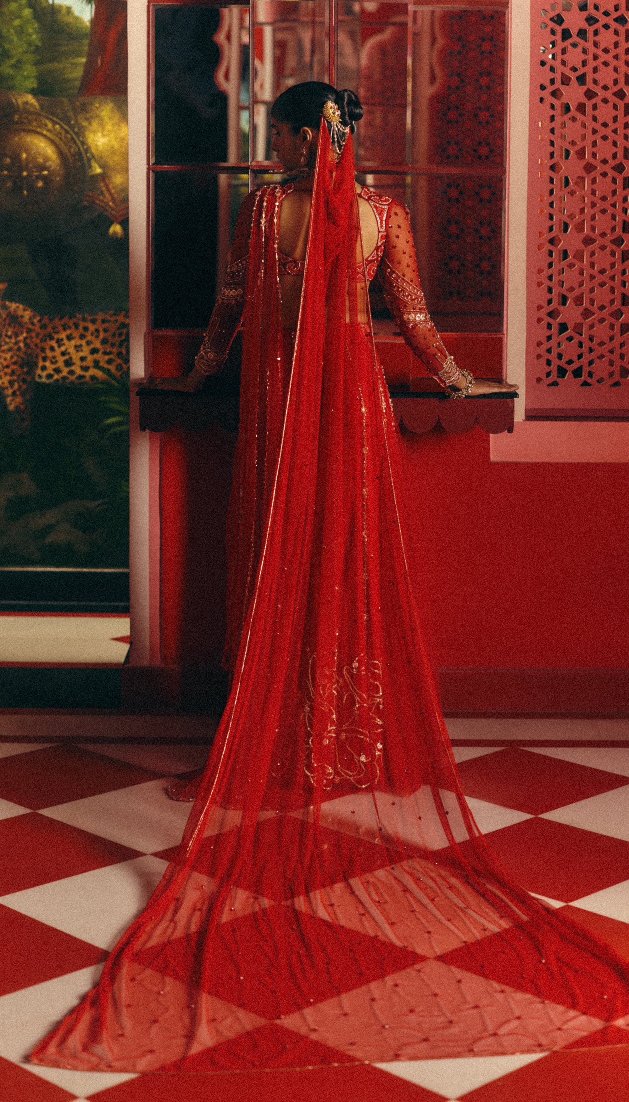 Lunar Red Saree