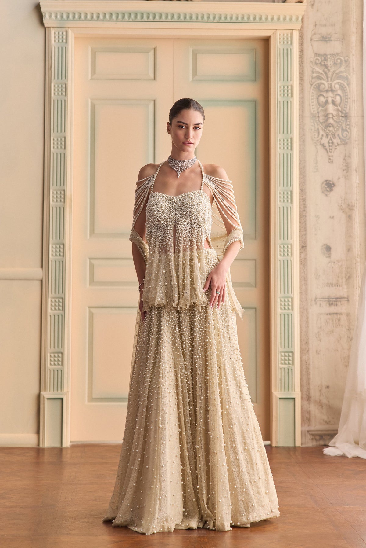Creme Moon- Pearl Lehenga