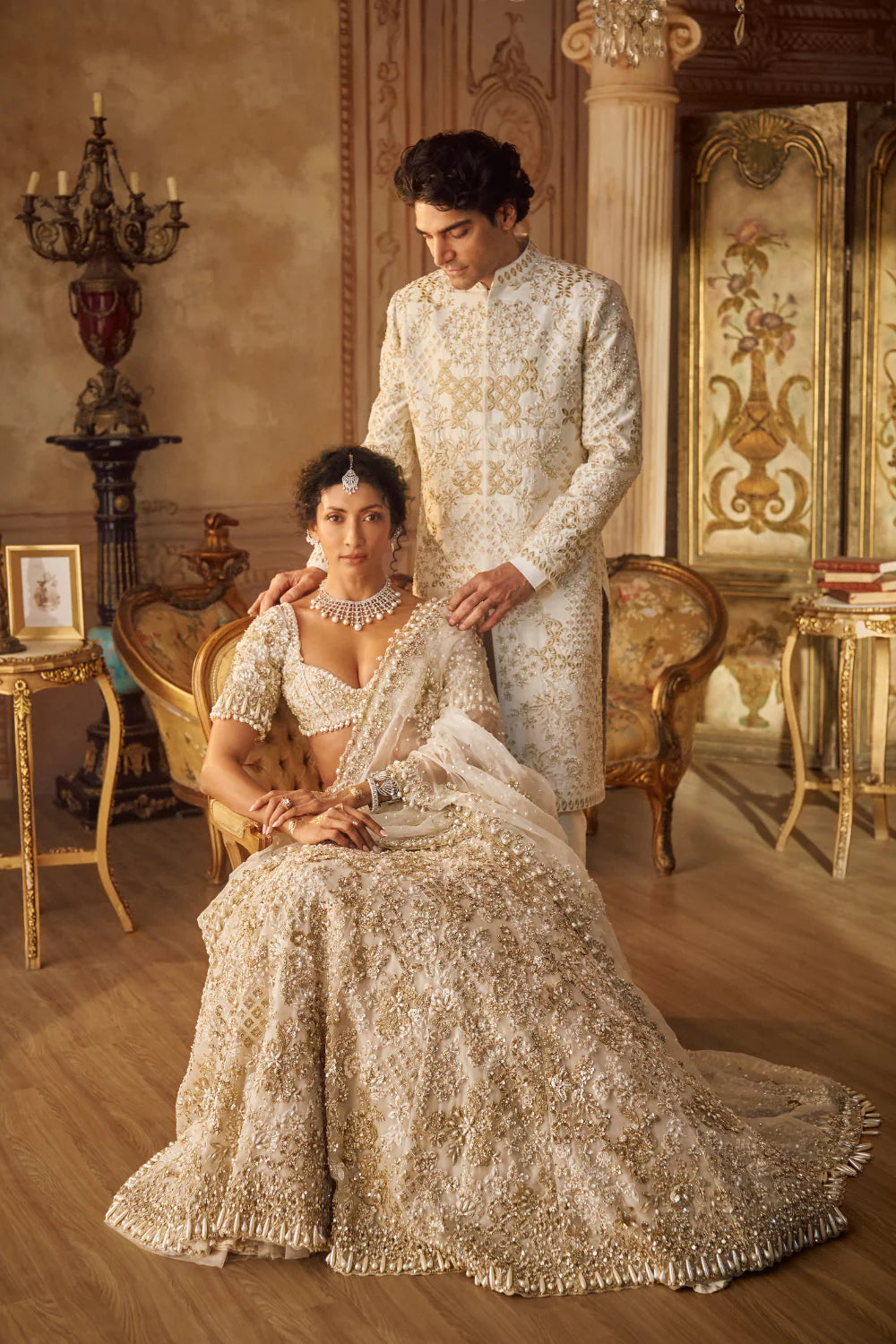 Ivory Gold Sherwani Set