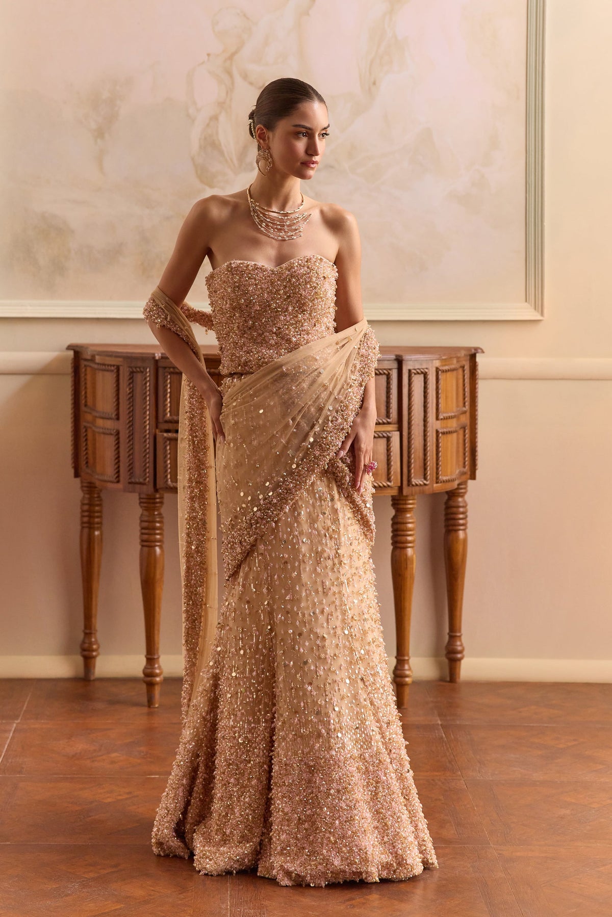 Peachfin- Shimmer Lehenga Saree