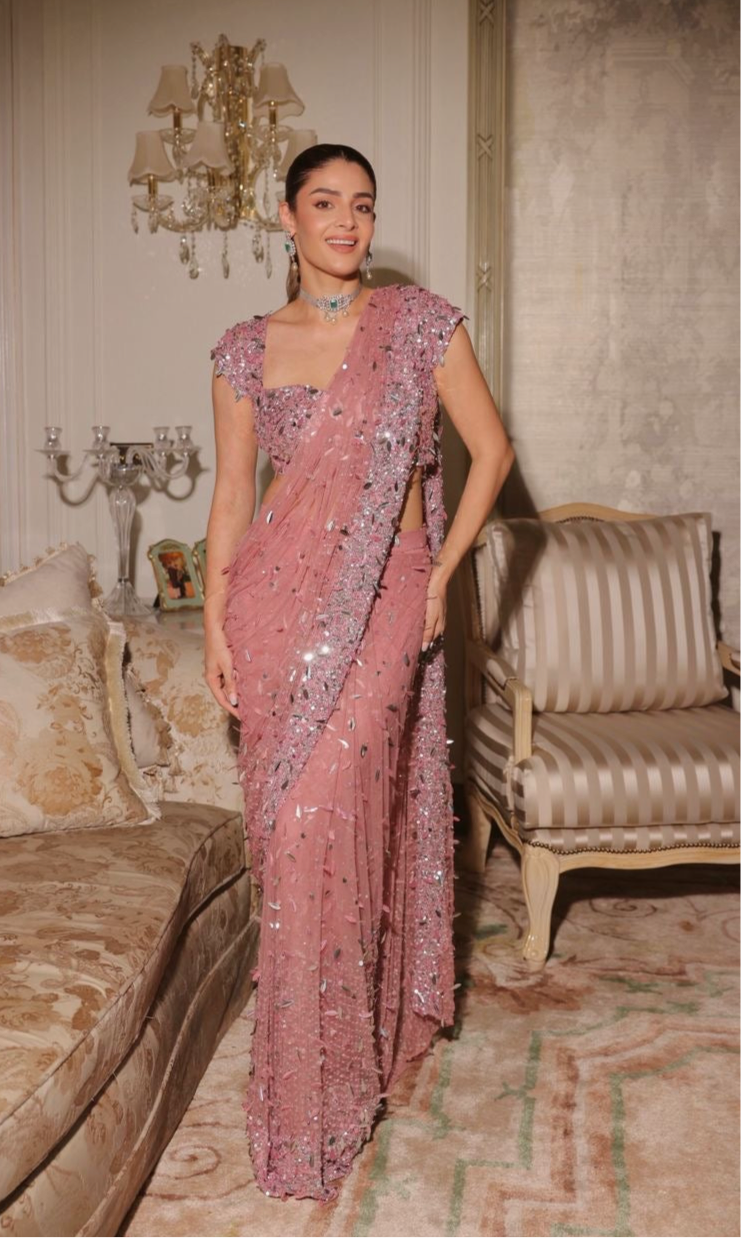 Priyanka Nagar In Rose Bloom Saree