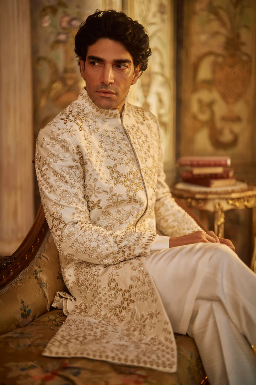Ivory Gold Sherwani Set