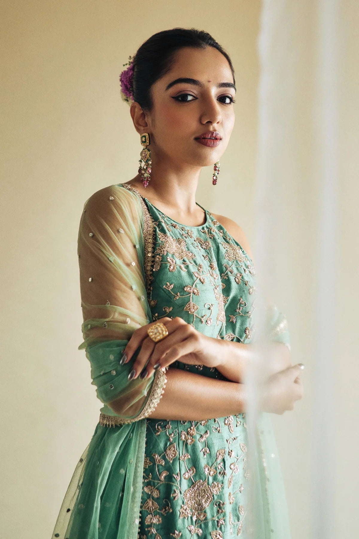 Green Mehek Pallazo
