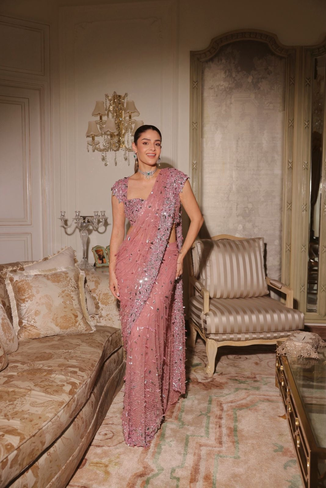 Priyanka Nagar In Rose Bloom Saree