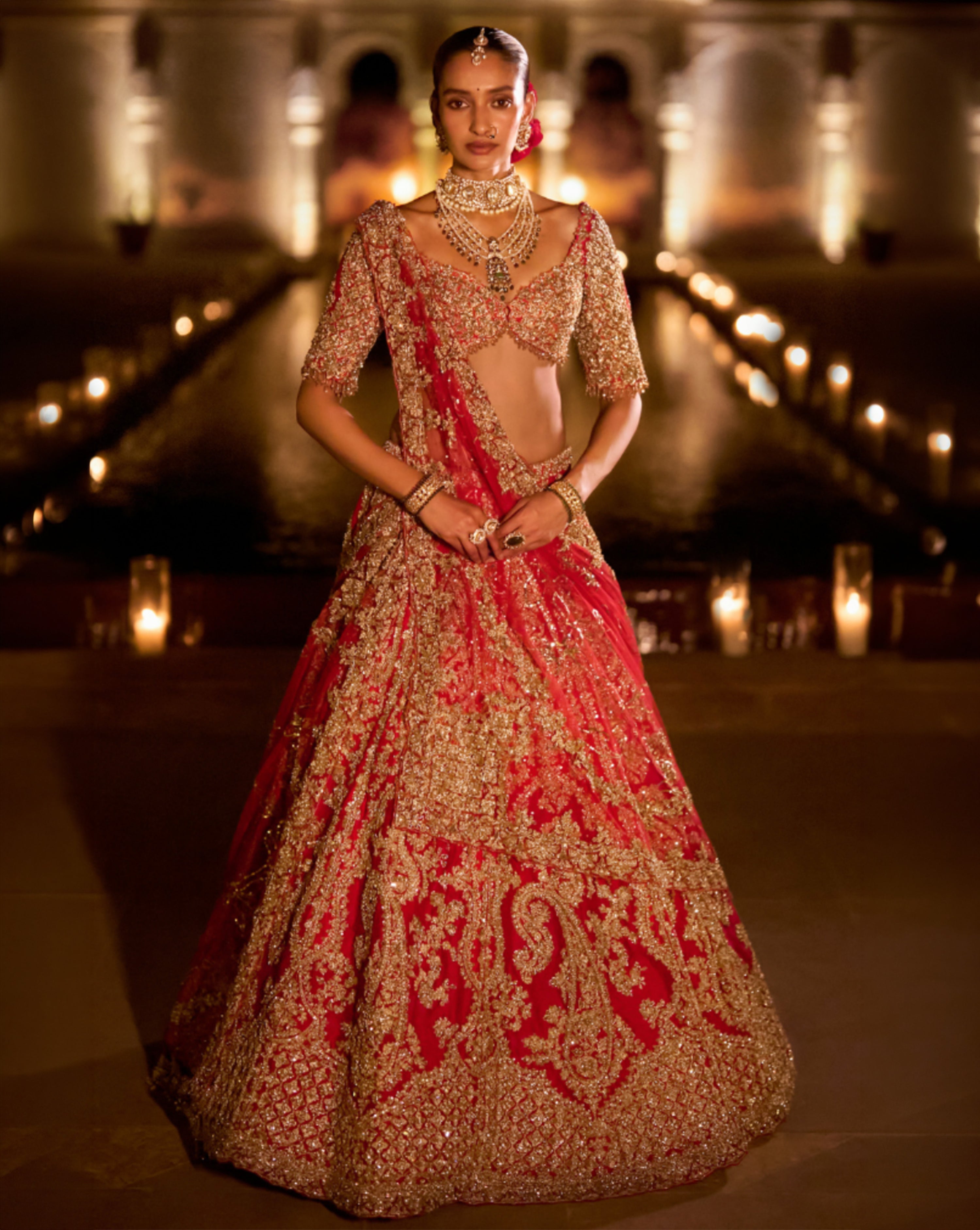 Red Zardosi Lehenga Set