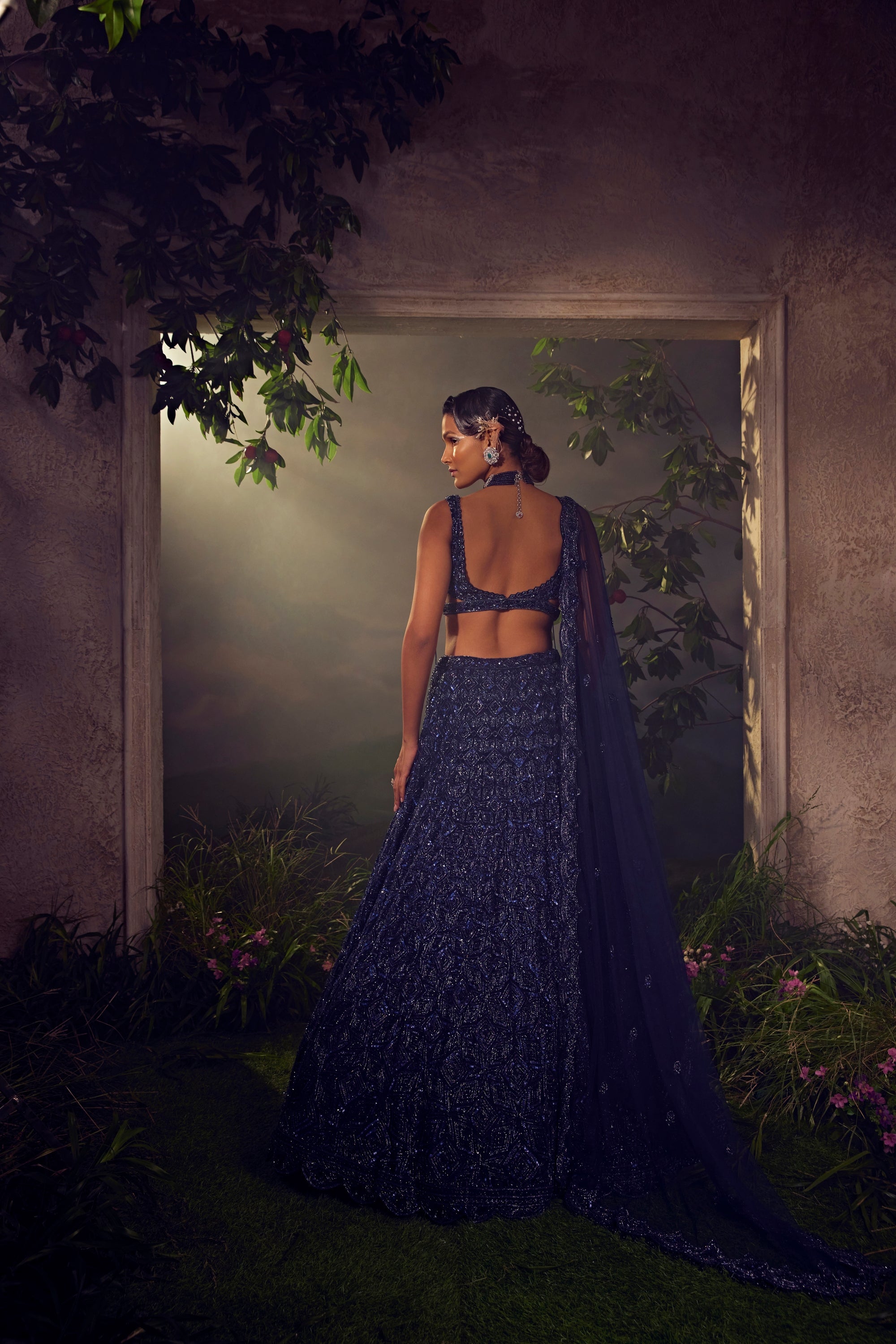 Midnight Blue Tulle Lehenga