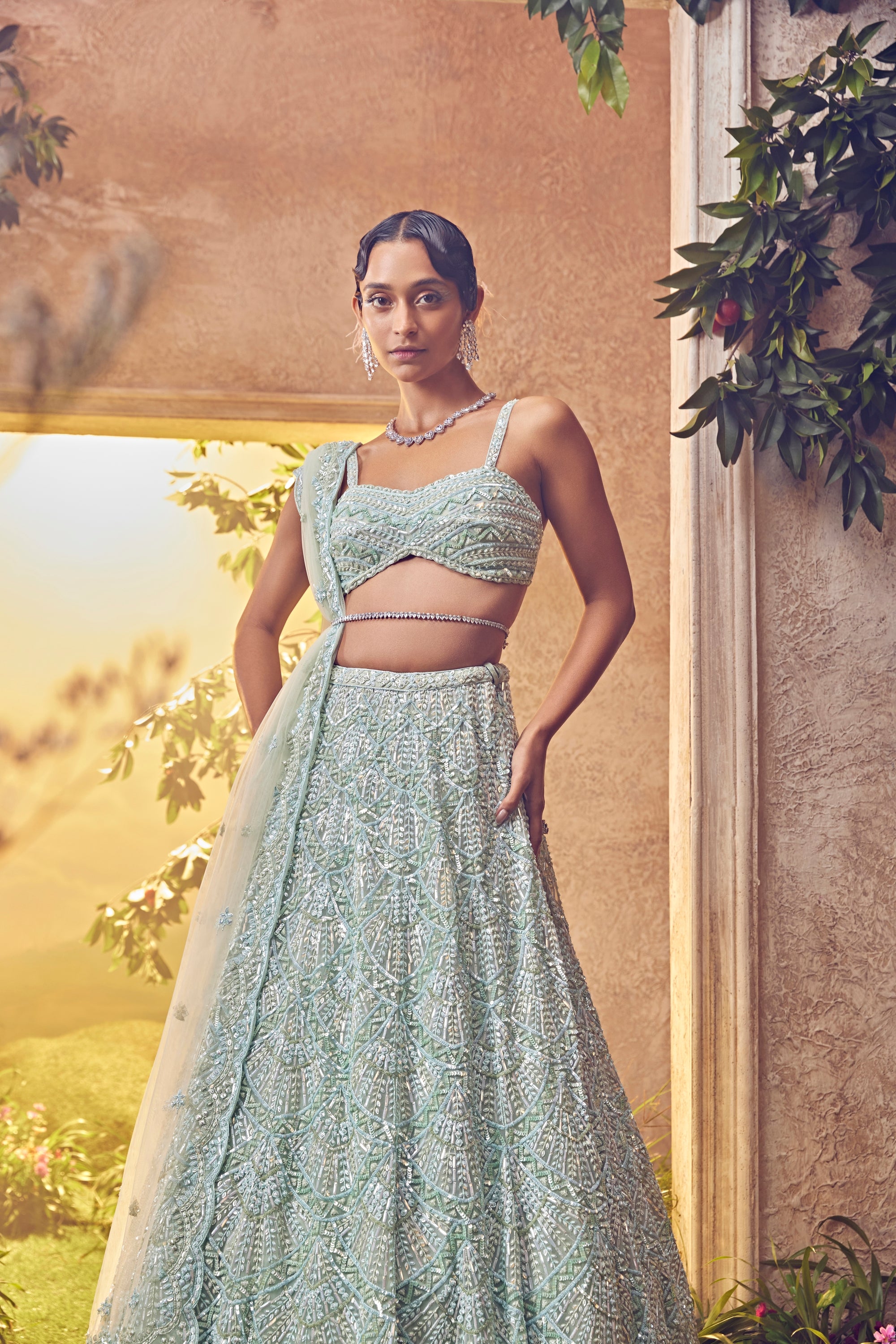 Mint Green Tulle Lehenga