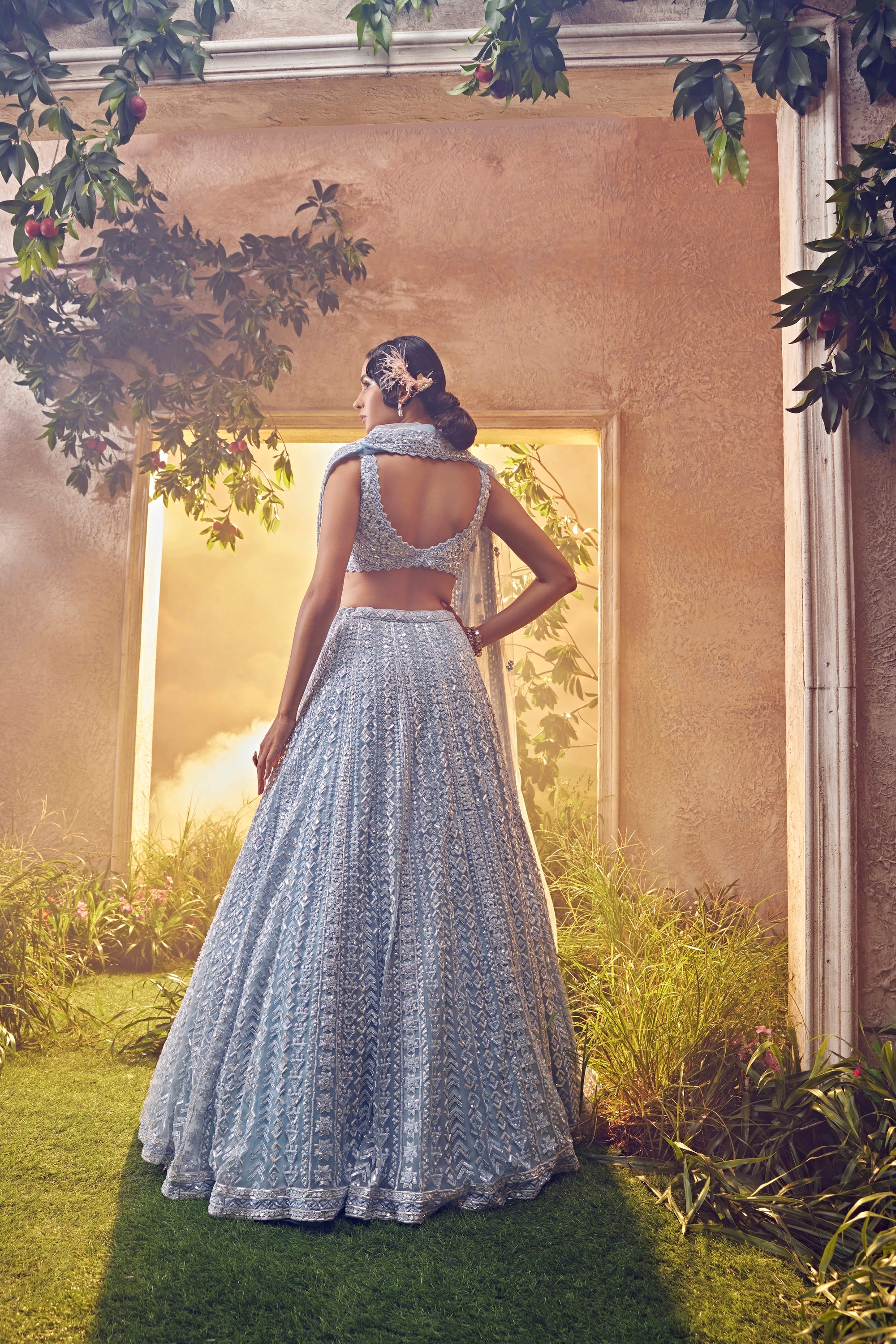 Sky Blue Tulle Lehenga