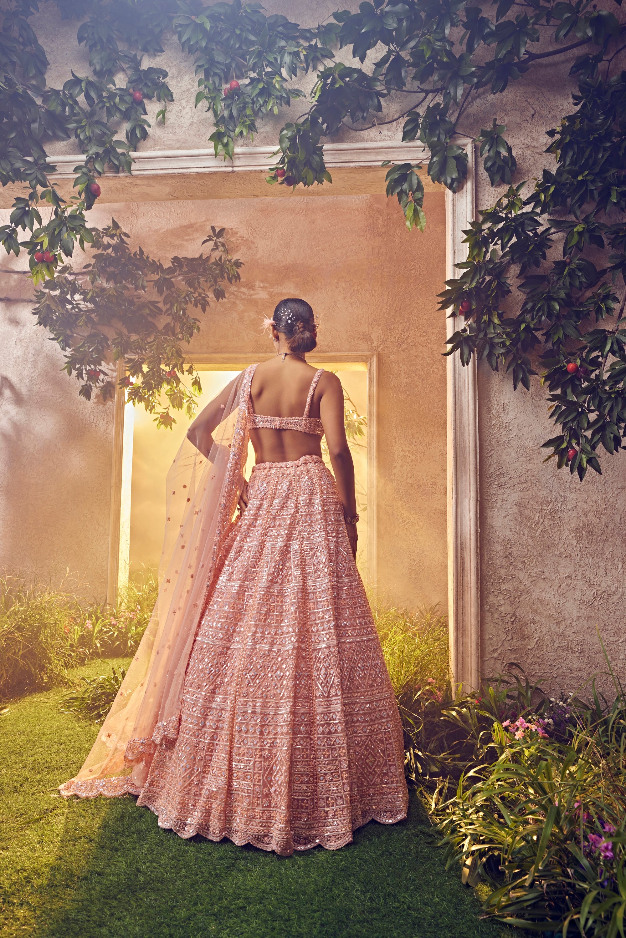 Peach Tulle Lehenga