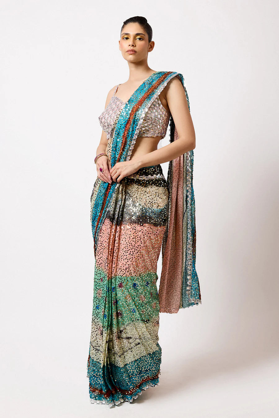 Vinx - Aurora Sequin Tulle Saree Set - Ready to Ship