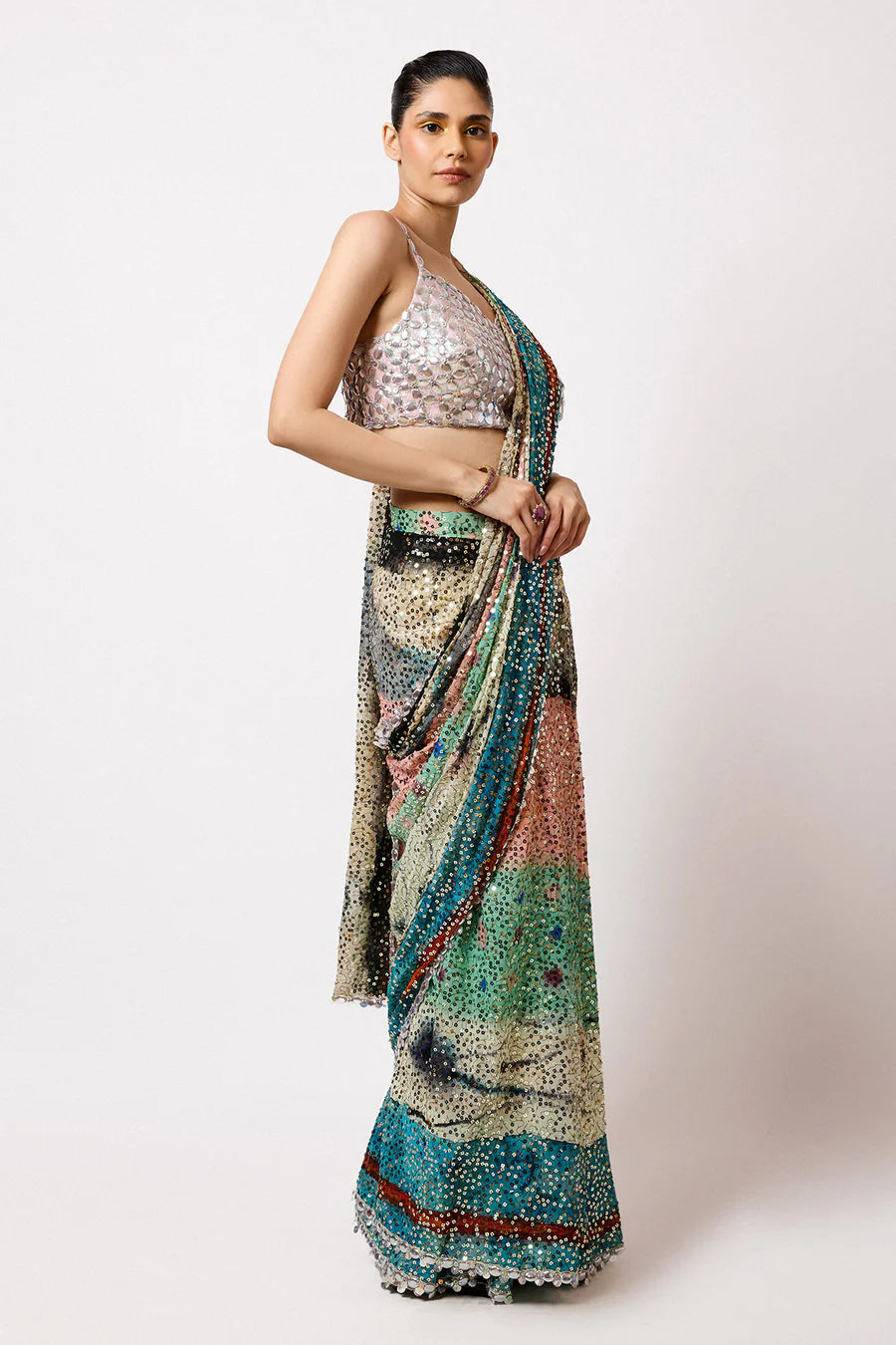 Vinx - Aurora Sequin Tulle Saree Set - Ready to Ship