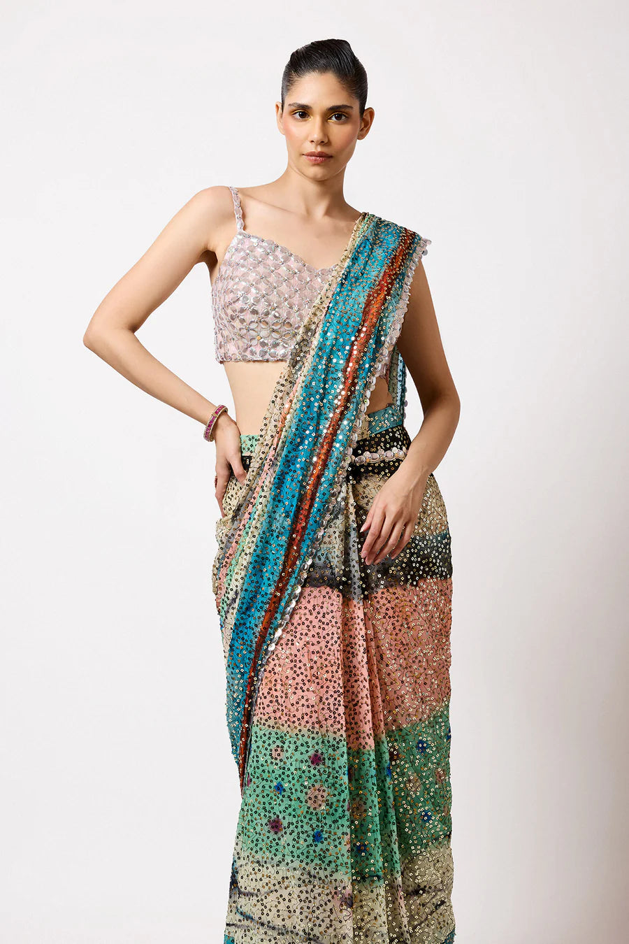Vinx - Aurora Sequin Tulle Saree Set - Ready to Ship