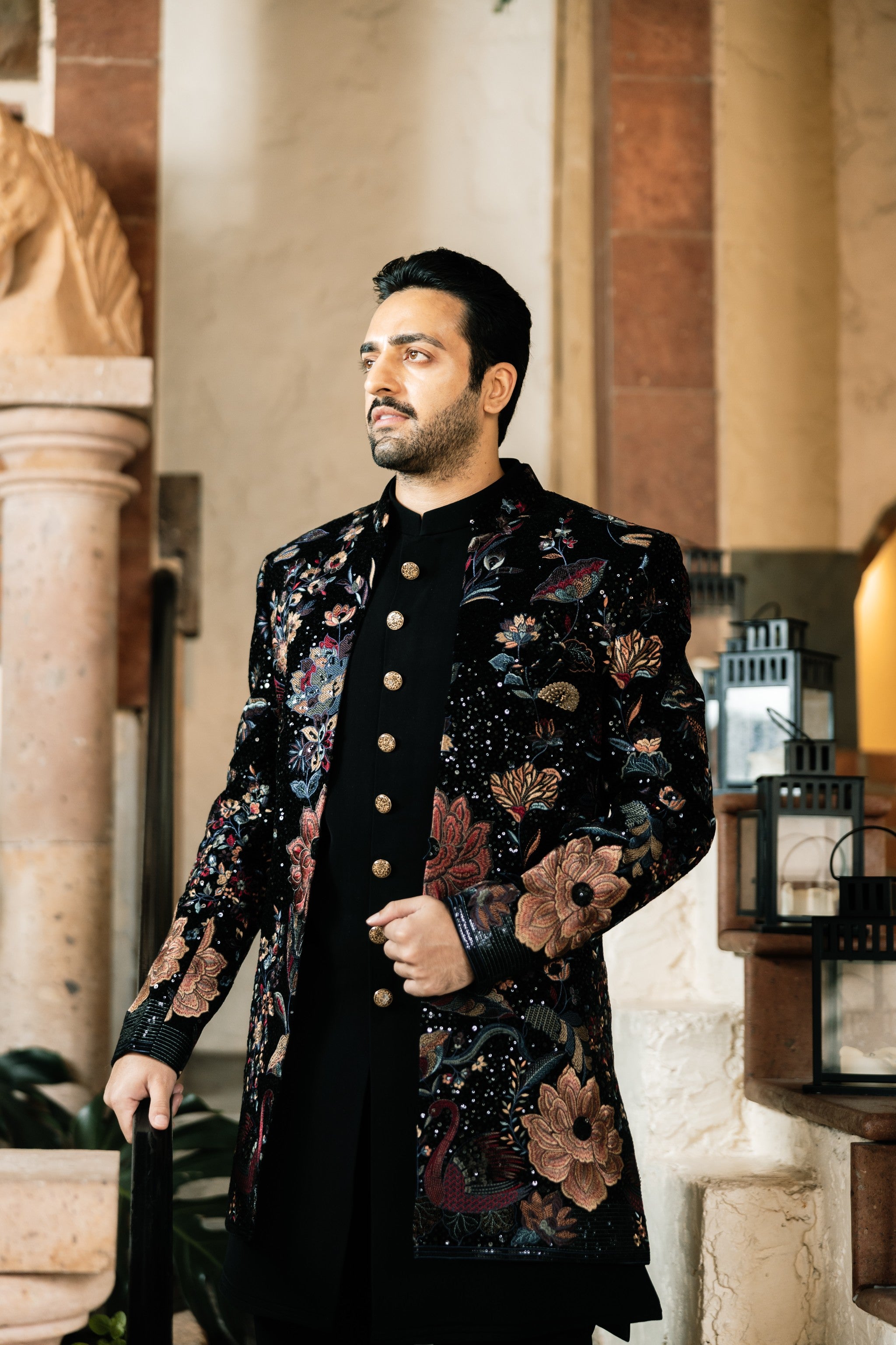 Habib Floral Printed Sherwani