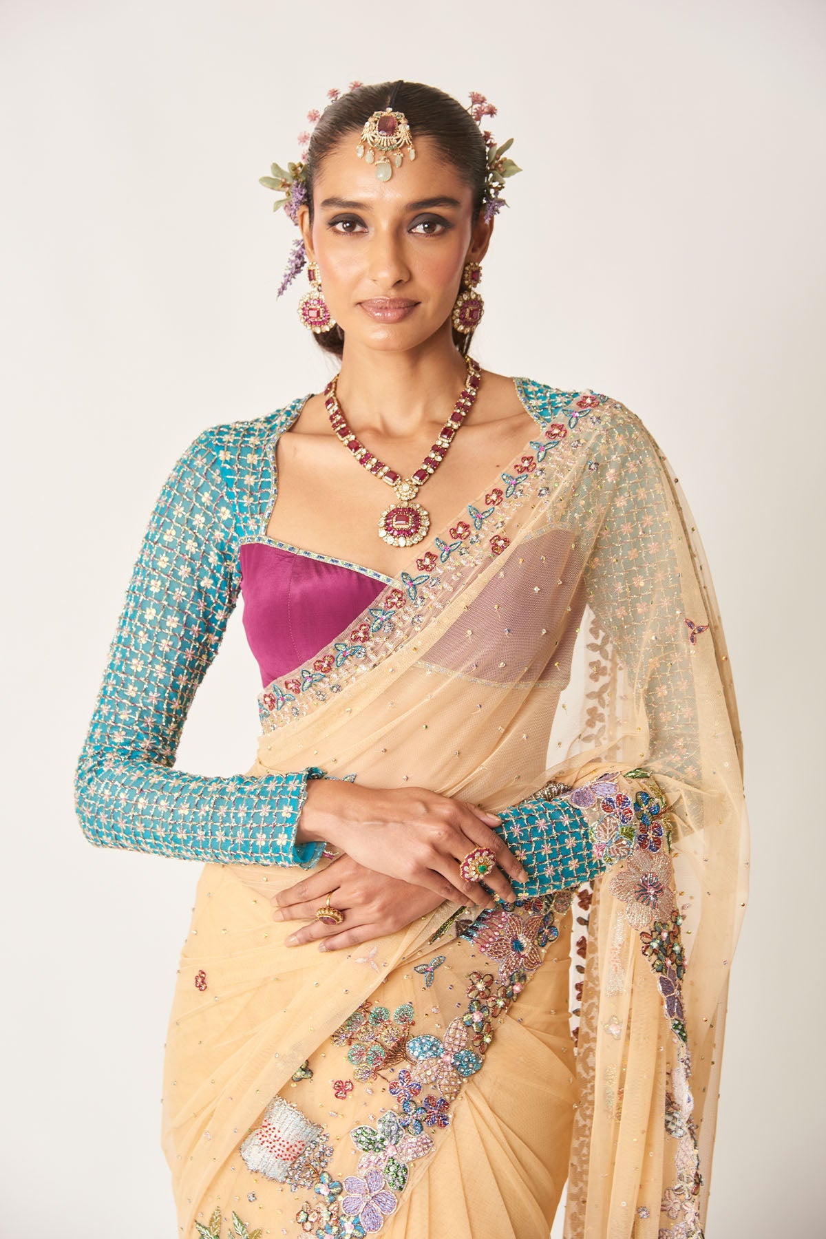Célia - Bisque Tulle Saree