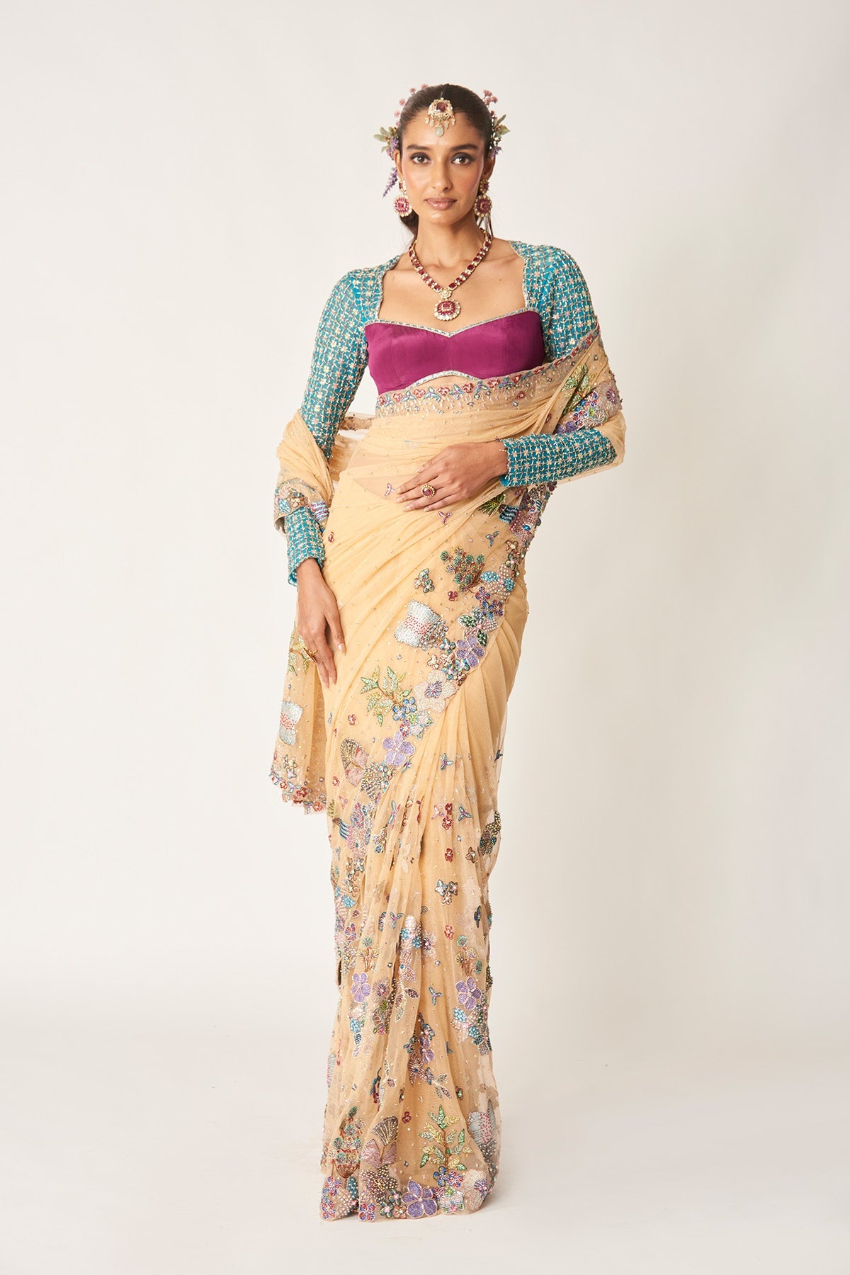 Célia - Bisque Tulle Saree
