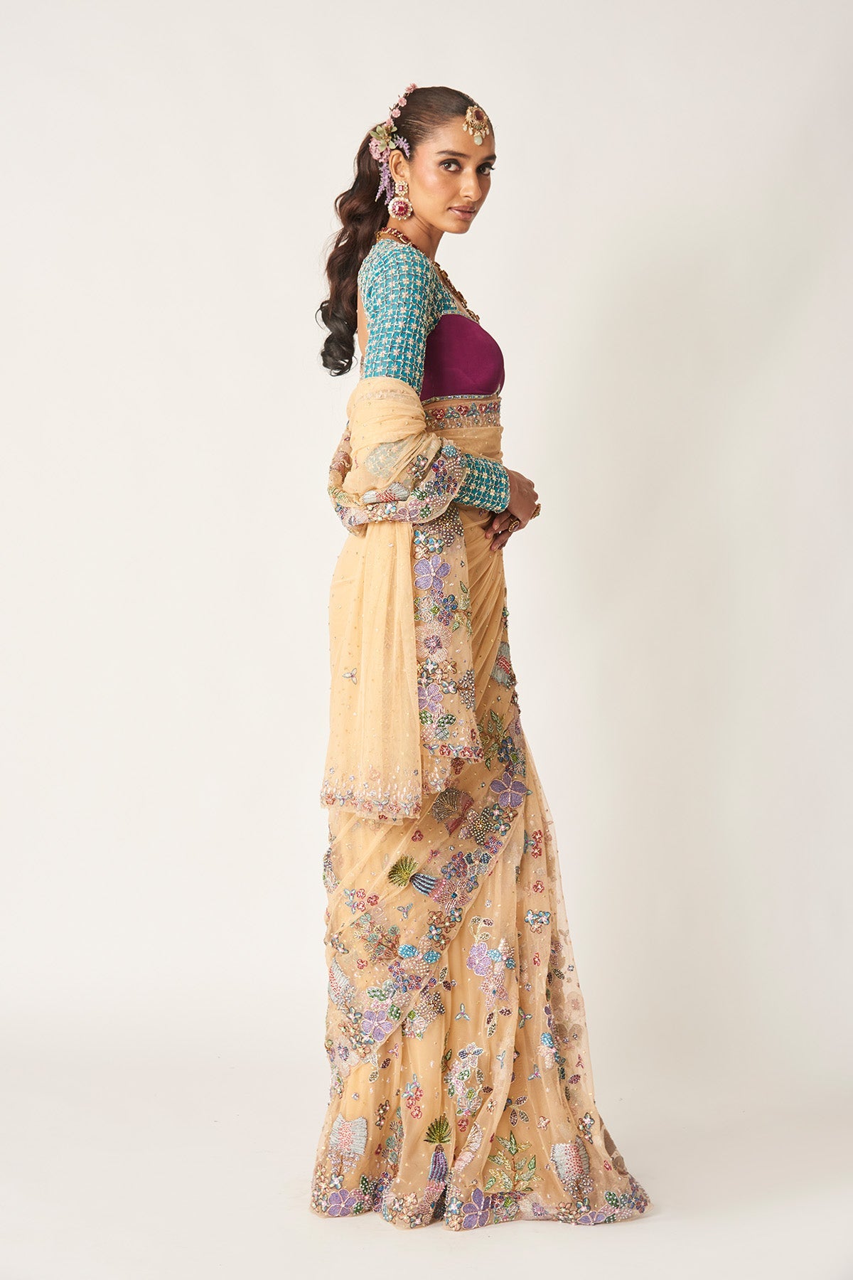 Célia - Bisque Tulle Saree