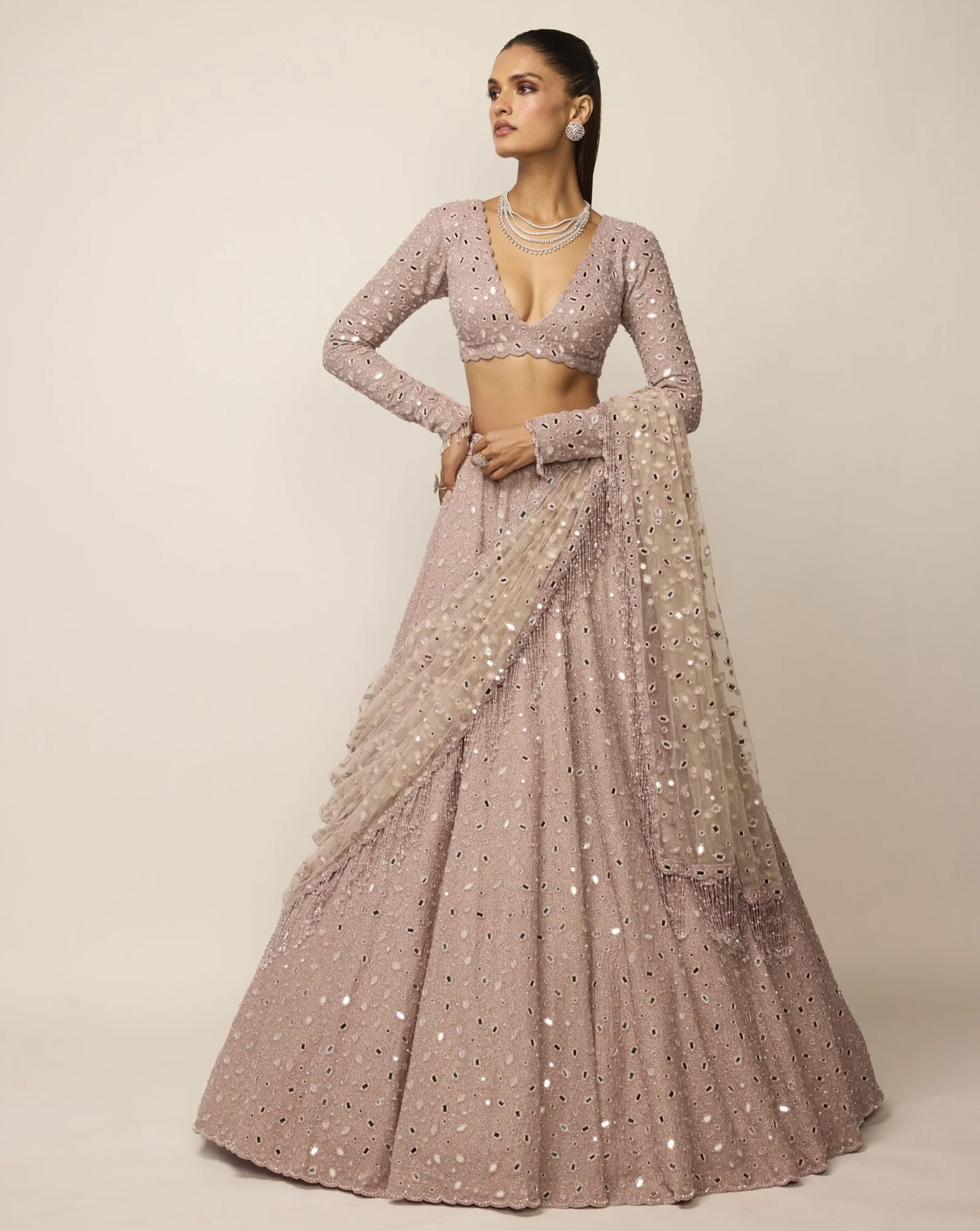 Ash Pink Lehenga Set